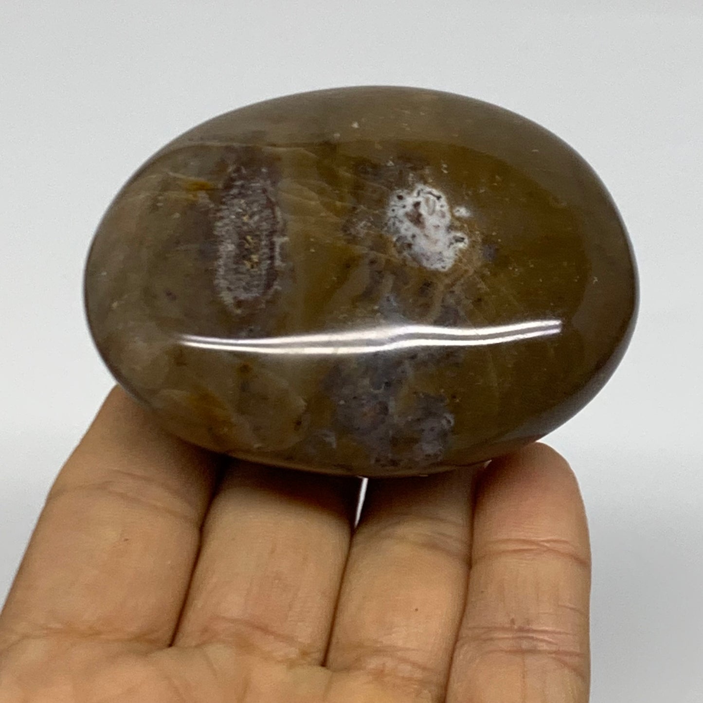 161.2g, 2.7"x2.1"x1.2" Natural Ocean Jasper Palm-Stone Orbicular Jasper, B38213