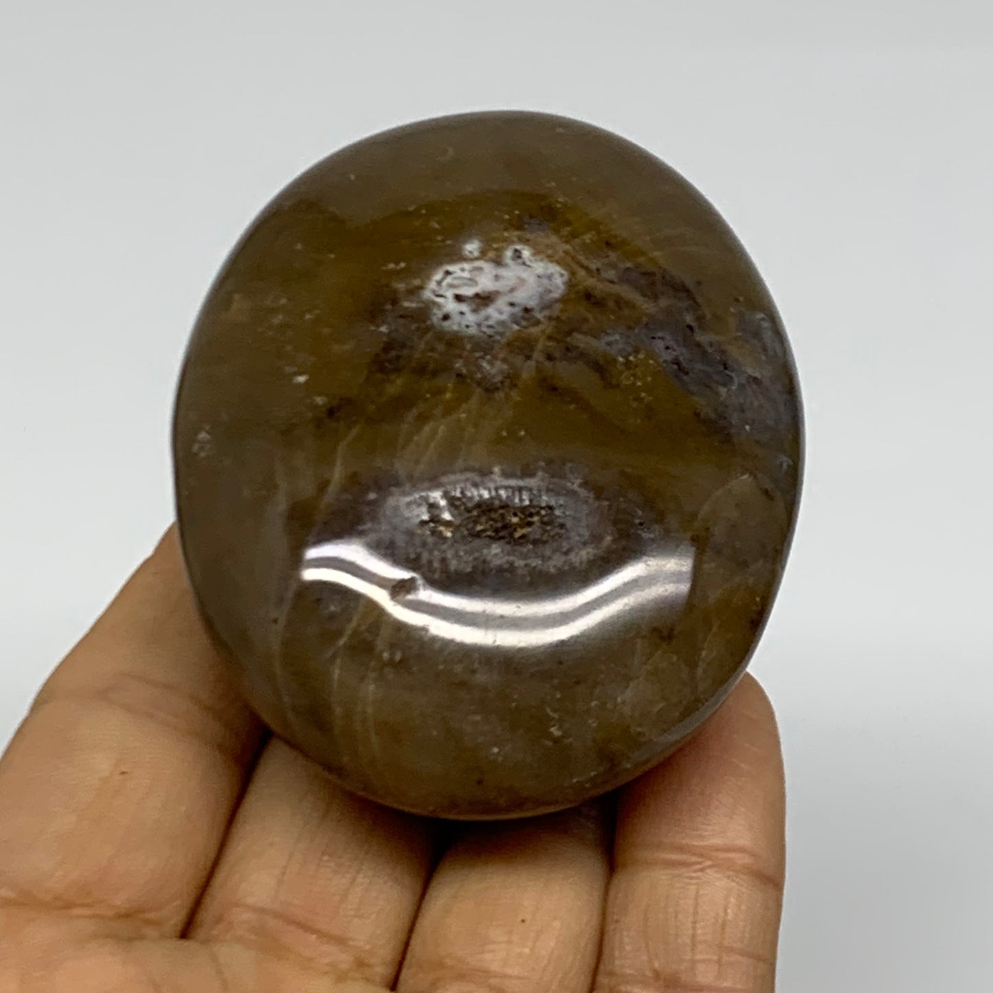161.2g, 2.7"x2.1"x1.2" Natural Ocean Jasper Palm-Stone Orbicular Jasper, B38213