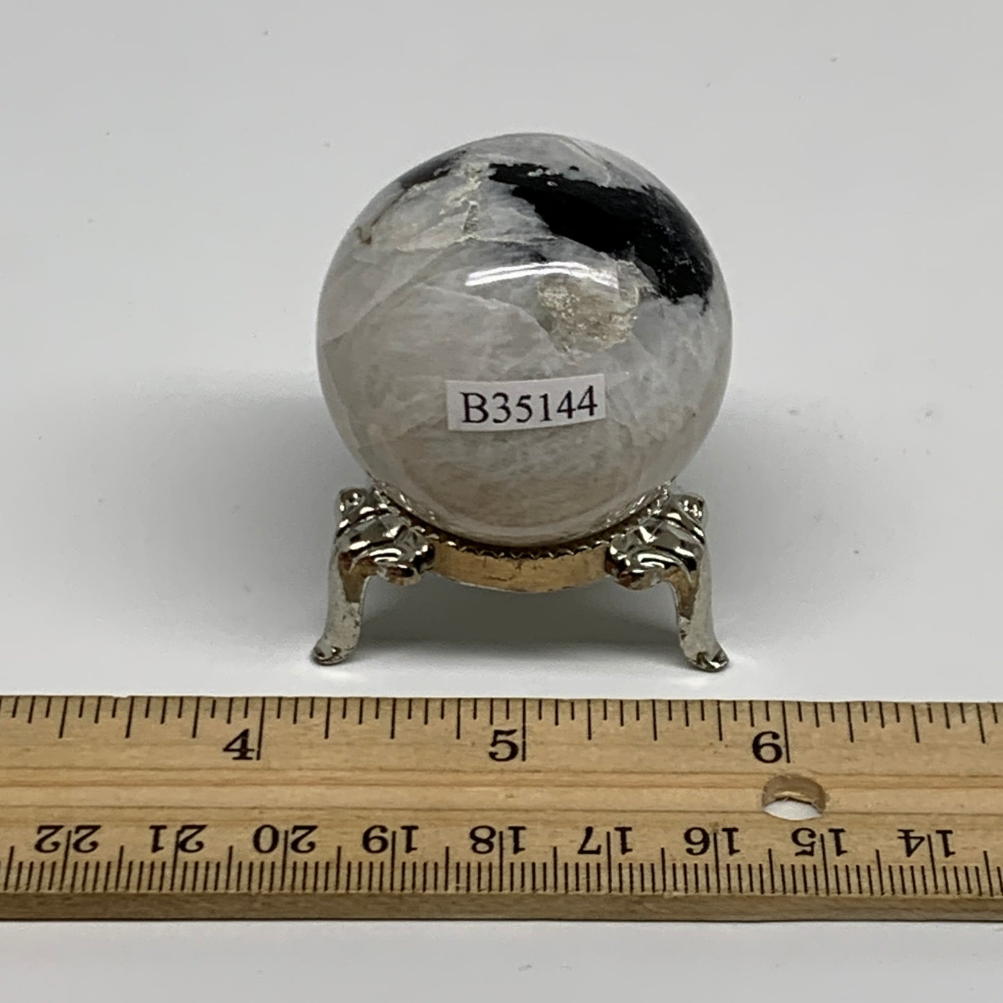 89.6g, 1.6"(40mm), Natural Rainbow Moonstone Sphere Ball Gemstone, B35144