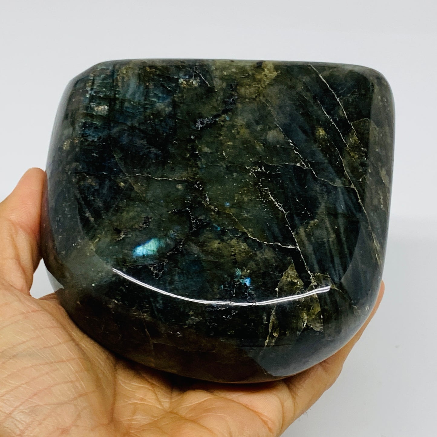 2 lbs, 3.9"x4.1"x1.8" Natural Labradorite Crystal Gemstones Freeform, B37362