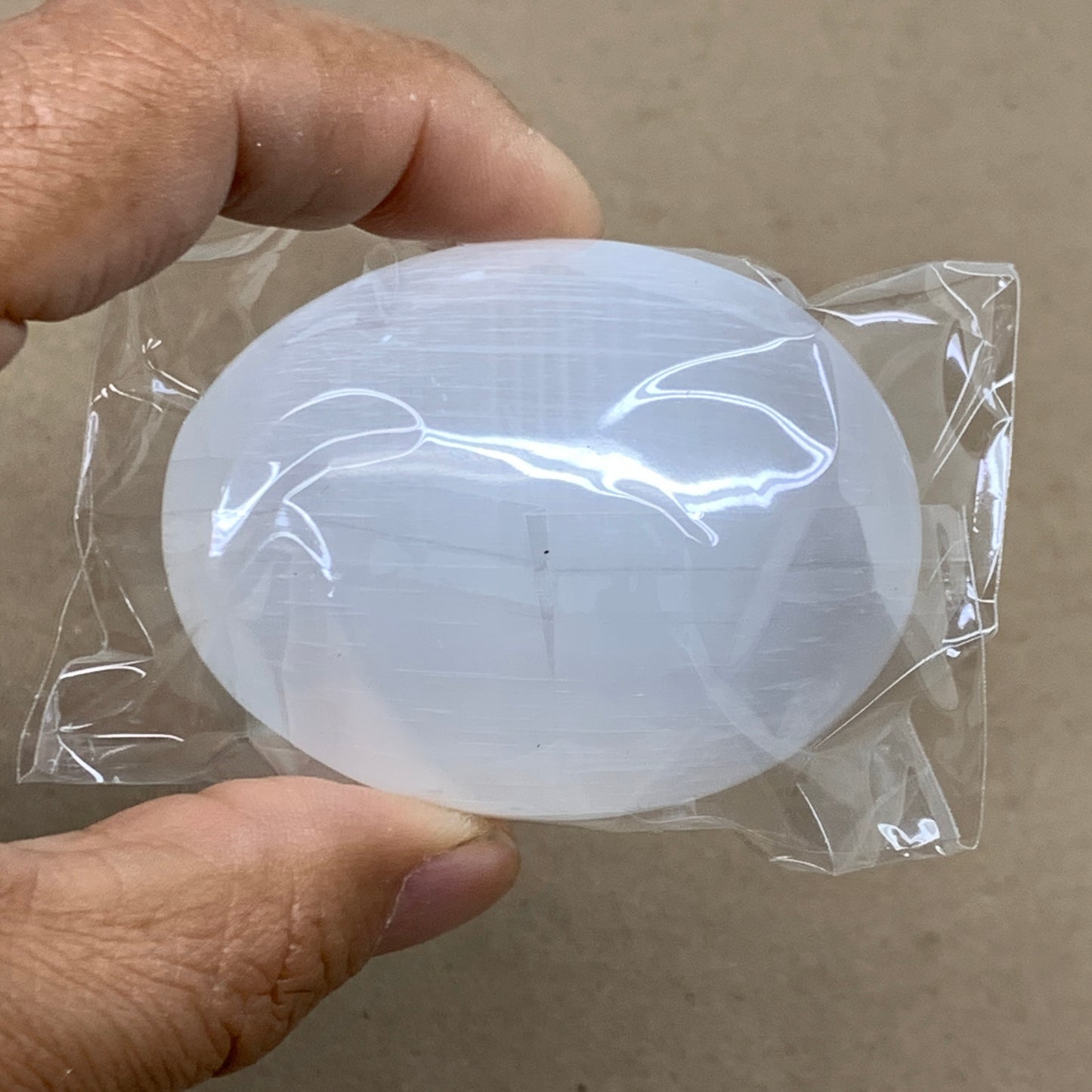 168g, 2.4"x1.8"x1", 2pcs, White Selenite Palmstone Crystal Pillow, B36871