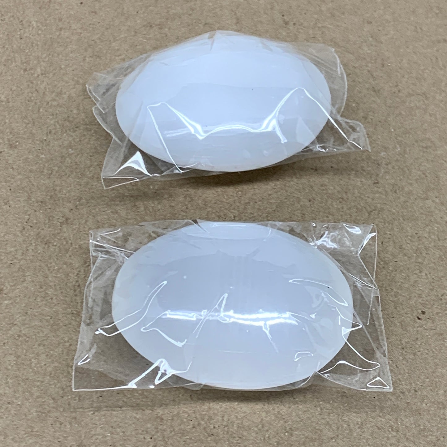 168g, 2.4"x1.8"x1", 2pcs, White Selenite Palmstone Crystal Pillow, B36871