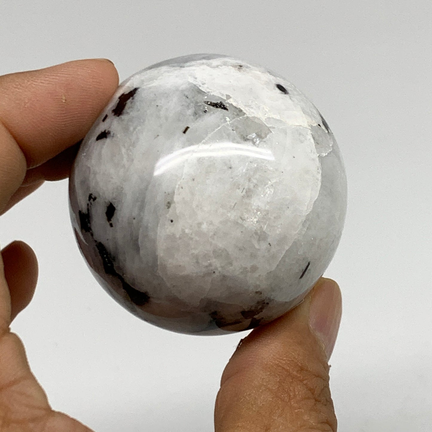 150g, 1.9"(47mm), Natural Rainbow Moonstone Sphere Ball Gemstone, B34357