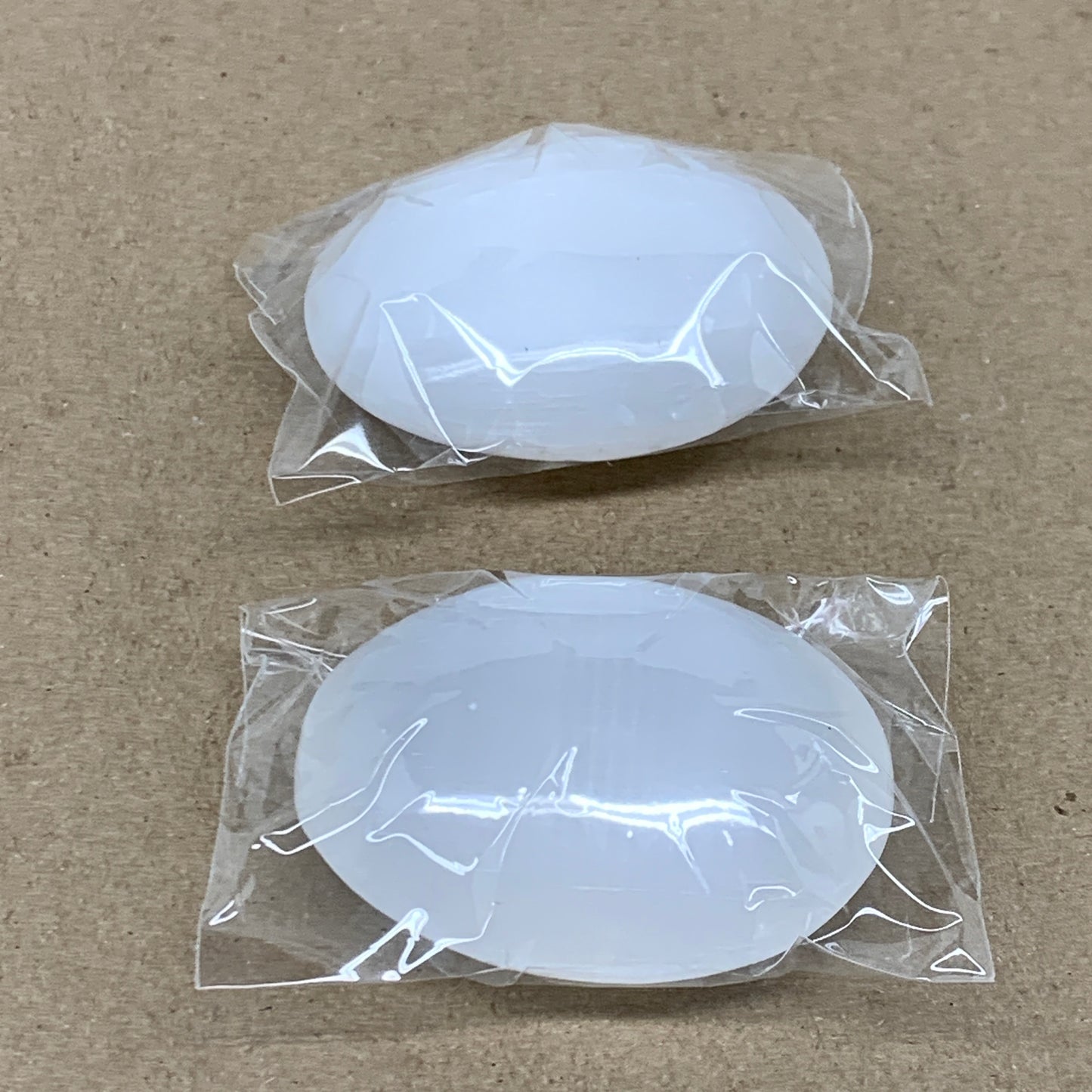 168g, 2.4"x1.8"x1", 2pcs, White Selenite Palmstone Crystal Pillow, B36871