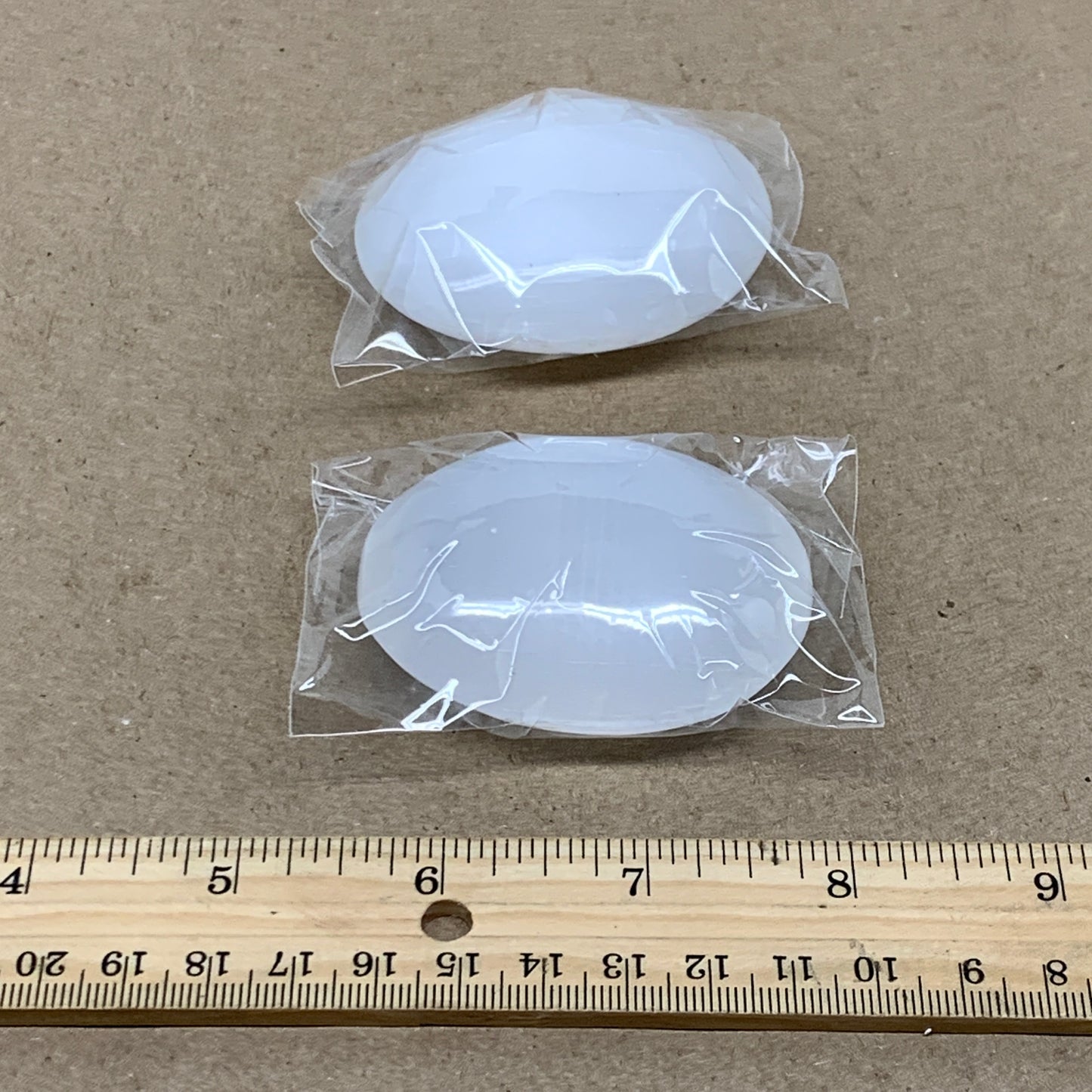 168g, 2.4"x1.8"x1", 2pcs, White Selenite Palmstone Crystal Pillow, B36871