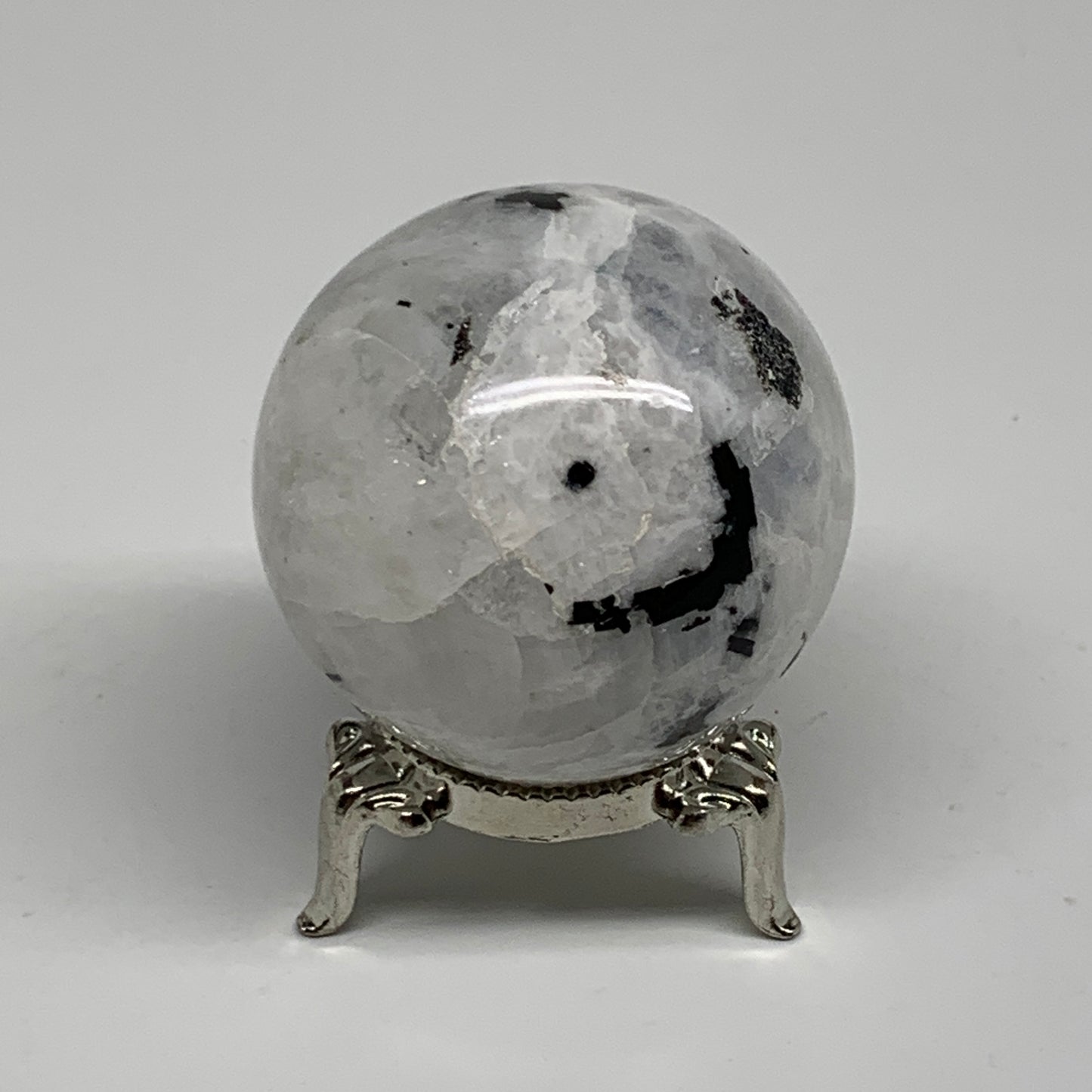 150g, 1.9"(47mm), Natural Rainbow Moonstone Sphere Ball Gemstone, B34357