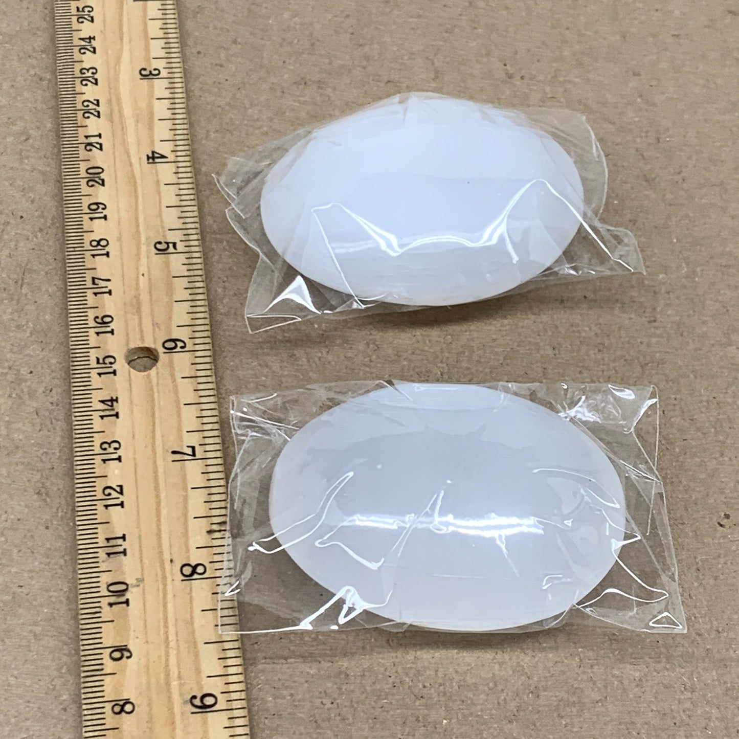 168g, 2.4"x1.8"x1", 2pcs, White Selenite Palmstone Crystal Pillow, B36871