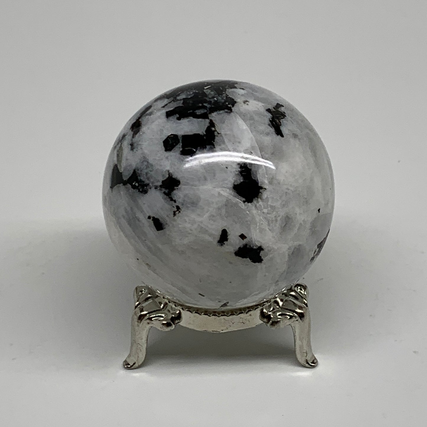 150g, 1.9"(47mm), Natural Rainbow Moonstone Sphere Ball Gemstone, B34357