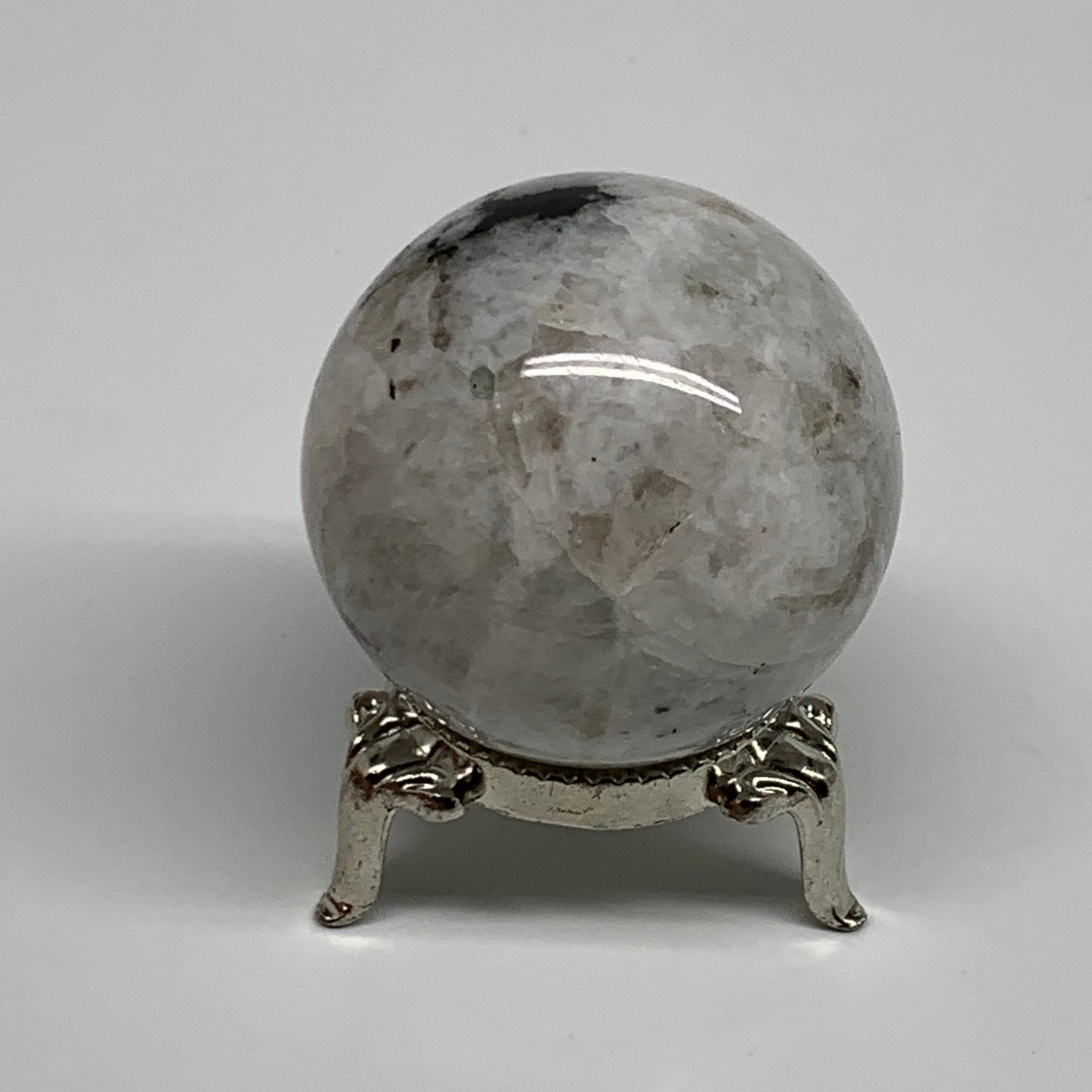 113.2g, 1.7"(43mm), Natural Rainbow Moonstone Sphere Ball Gemstone, B35145