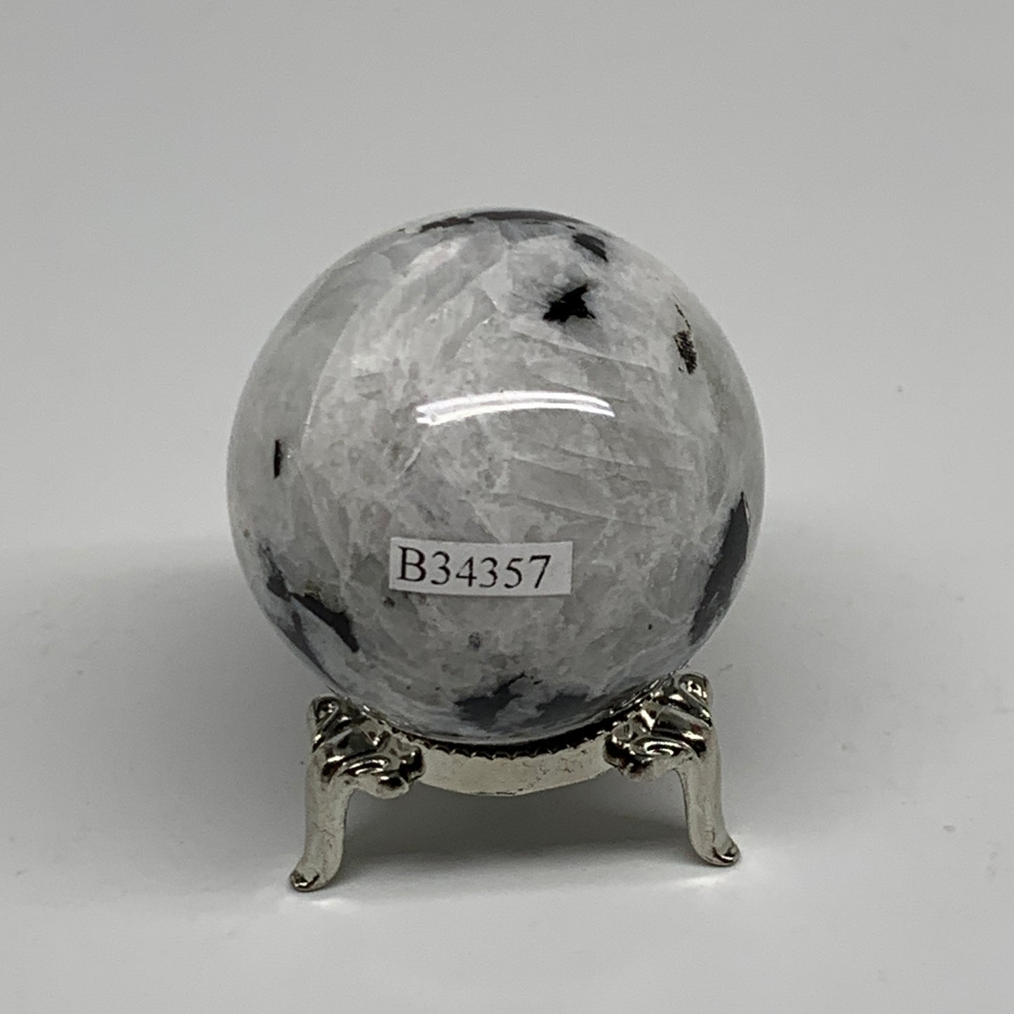 150g, 1.9"(47mm), Natural Rainbow Moonstone Sphere Ball Gemstone, B34357