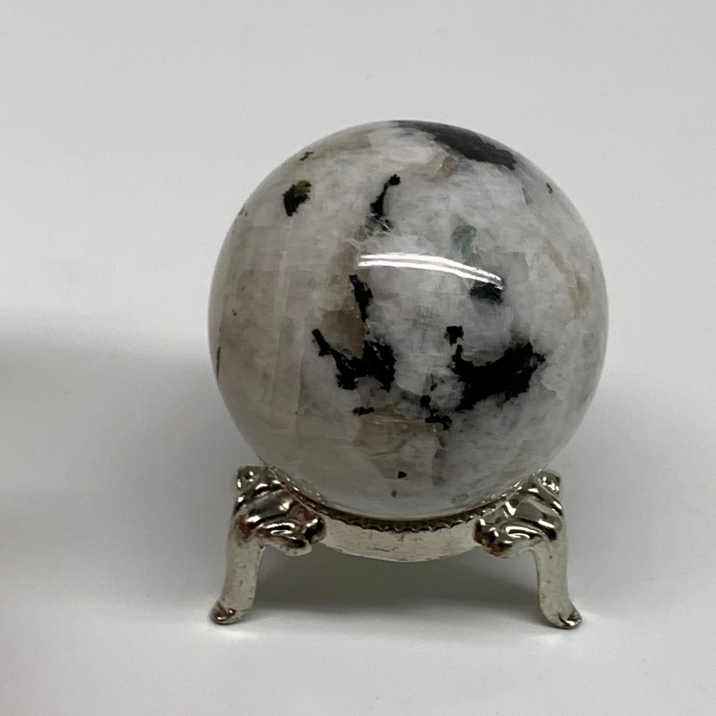 113.2g, 1.7"(43mm), Natural Rainbow Moonstone Sphere Ball Gemstone, B35145