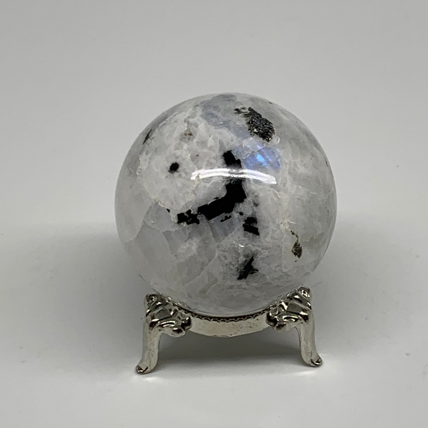 150g, 1.9"(47mm), Natural Rainbow Moonstone Sphere Ball Gemstone, B34357