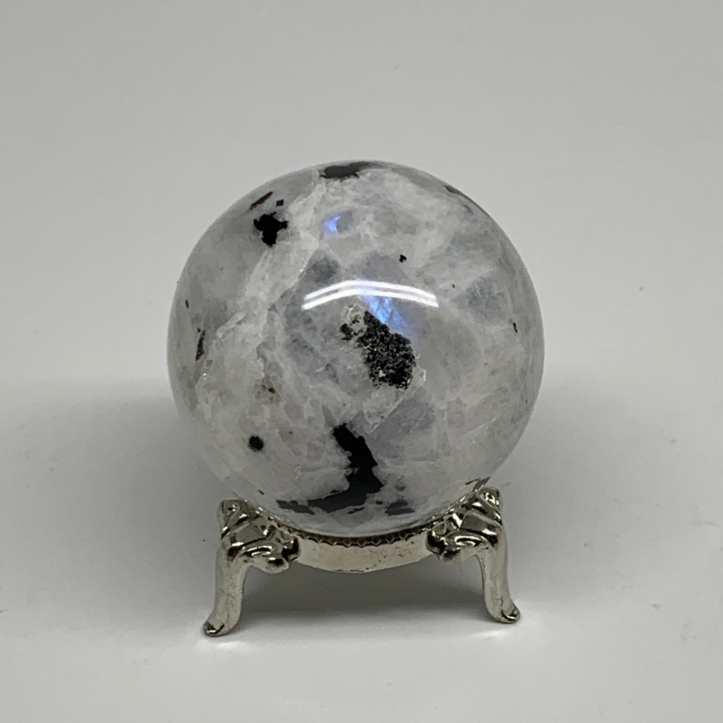 150g, 1.9"(47mm), Natural Rainbow Moonstone Sphere Ball Gemstone, B34357