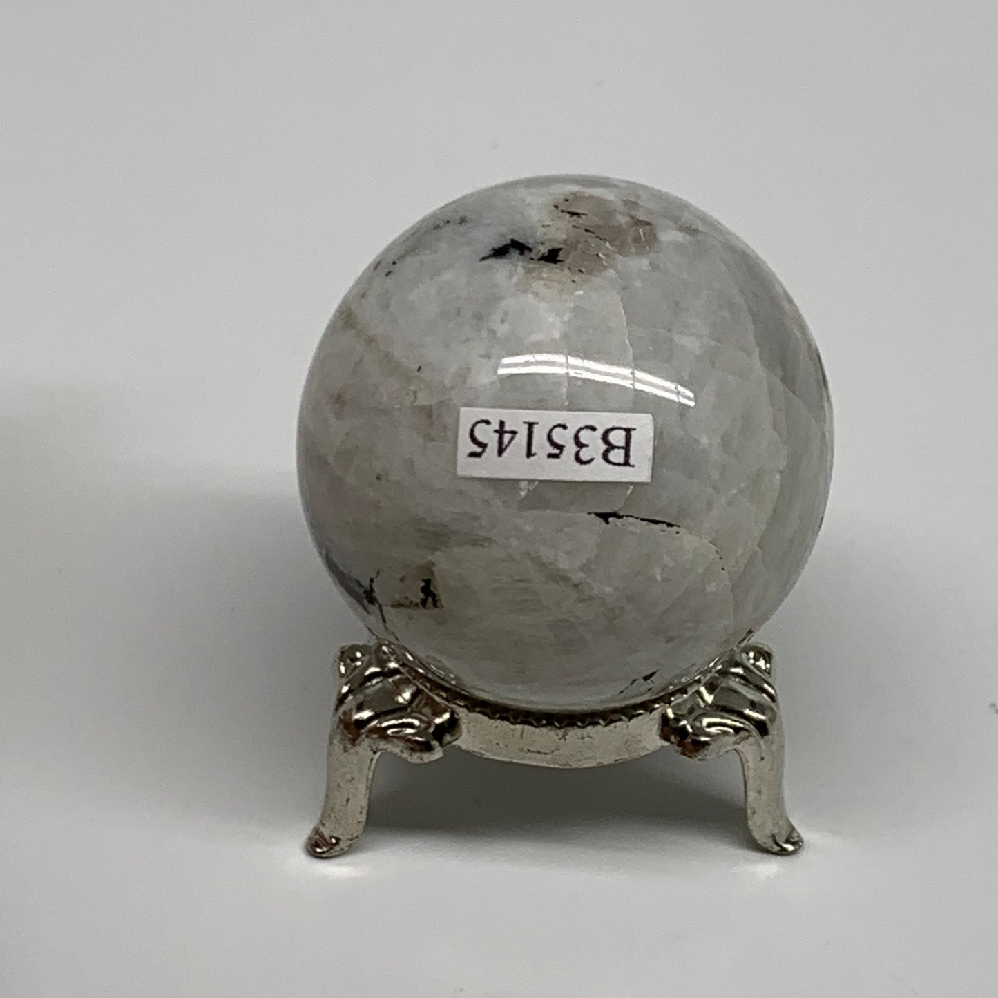 113.2g, 1.7"(43mm), Natural Rainbow Moonstone Sphere Ball Gemstone, B35145