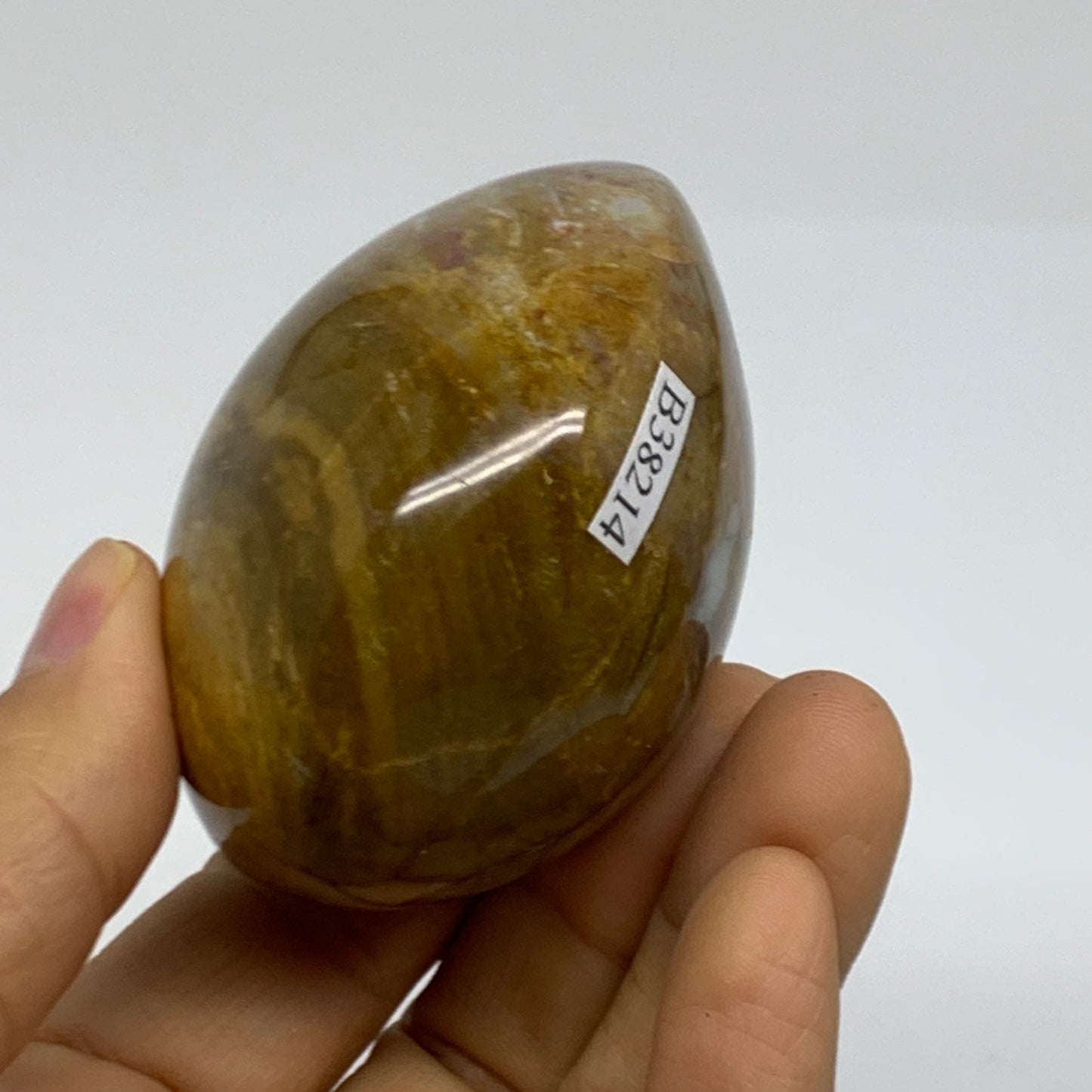 211.8g, 2.5"x2.4"x1.7" Natural Ocean Jasper Palm-Stone Orbicular Jasper, B38214