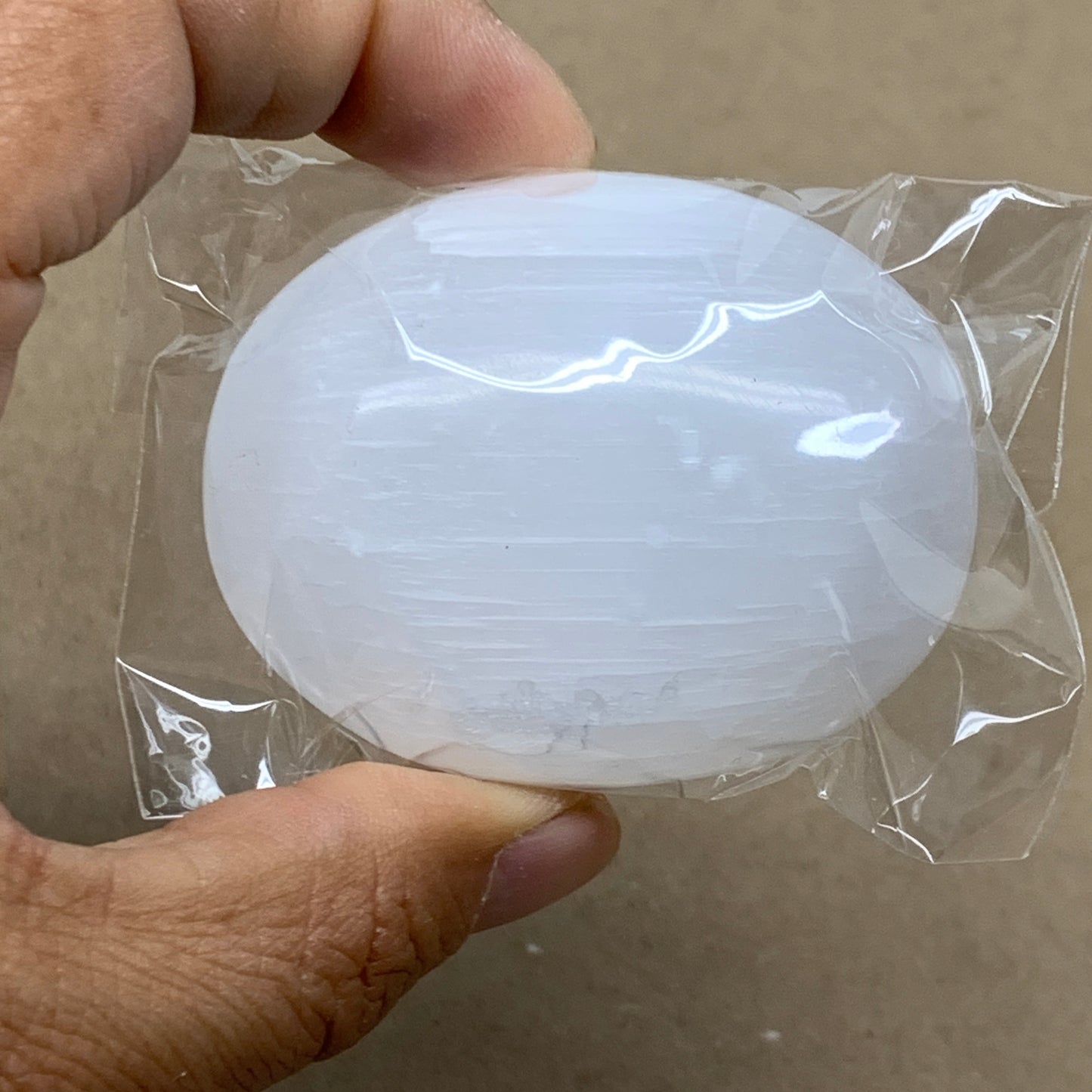 168g, 2.4"x1.8"x1", 2pcs, White Selenite Palmstone Crystal Pillow, B36872