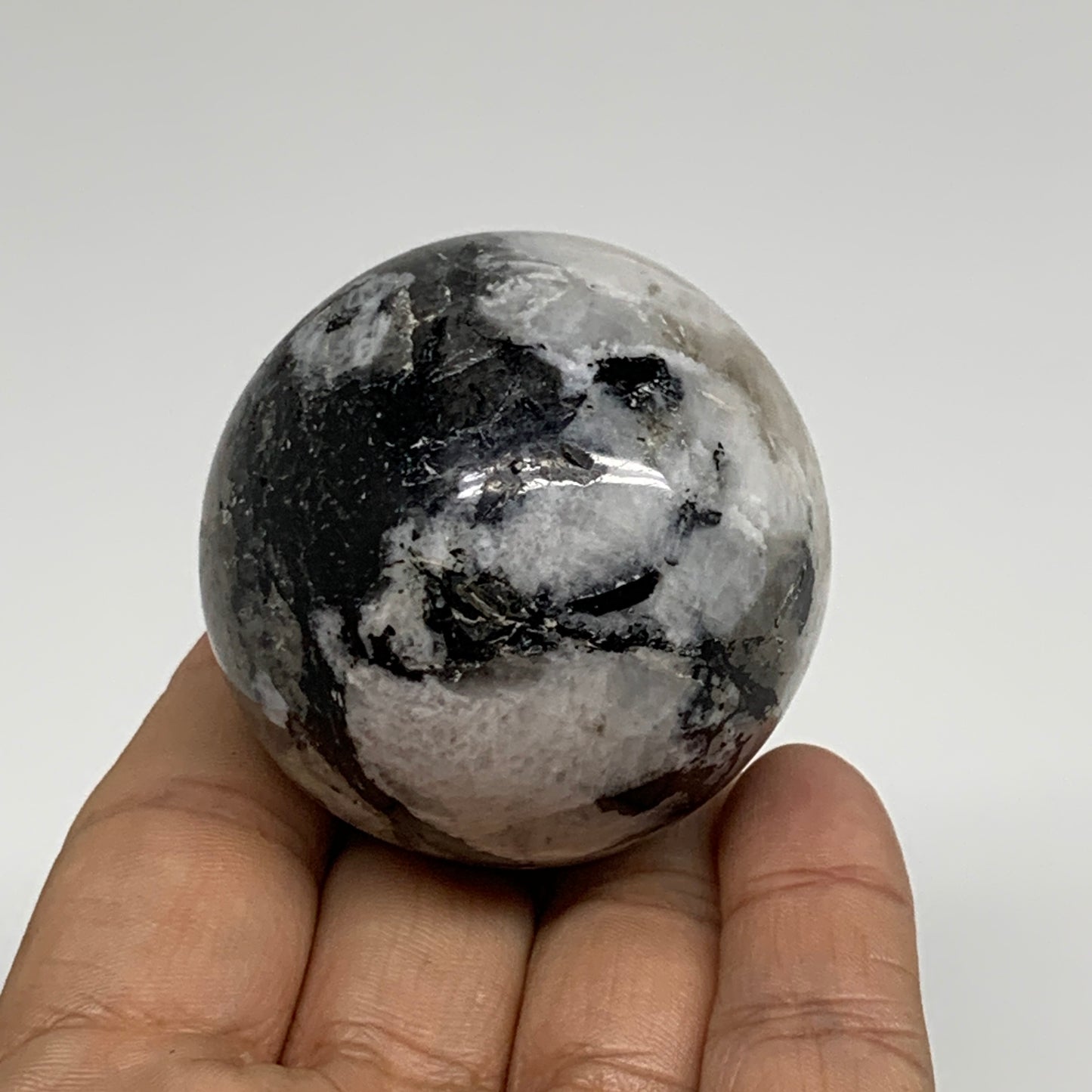 160g, 1.9"(48mm), Natural Rainbow Moonstone Sphere Ball Gemstone, B34358