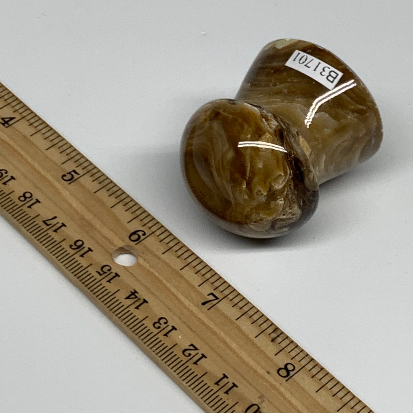 94.4g, 1.7x1.5", Chocolate Calcite Mushroom 2 Pieces bonded @Pakistan, B31701