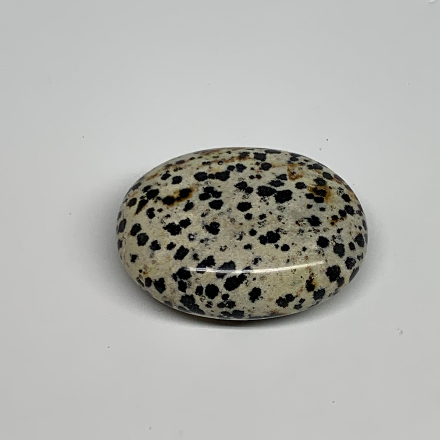 76.3g, 2.2"x1.8"x0.8", Natural Dalmatian Jasper Palm-Stone @India, B29451