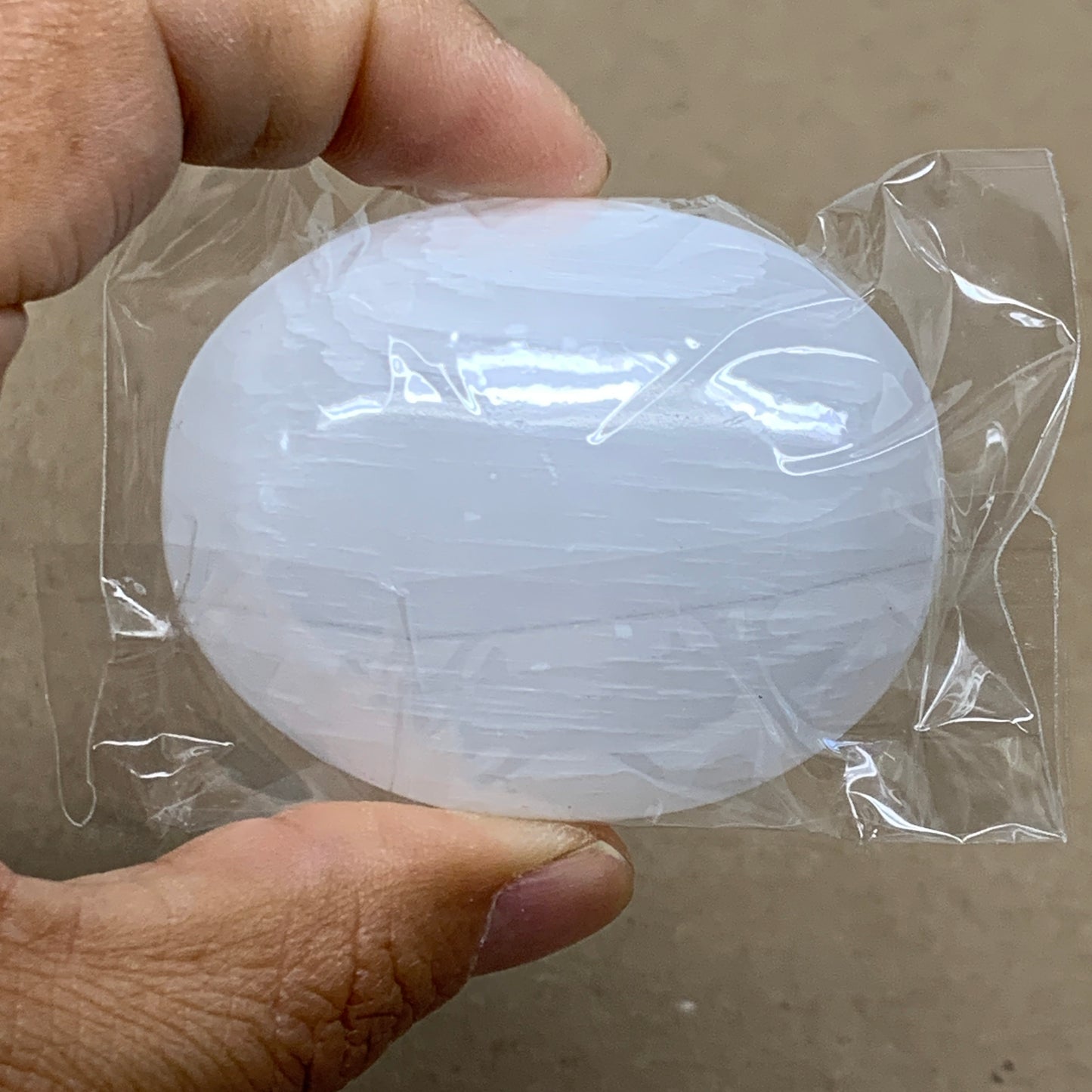 168g, 2.4"x1.8"x1", 2pcs, White Selenite Palmstone Crystal Pillow, B36872