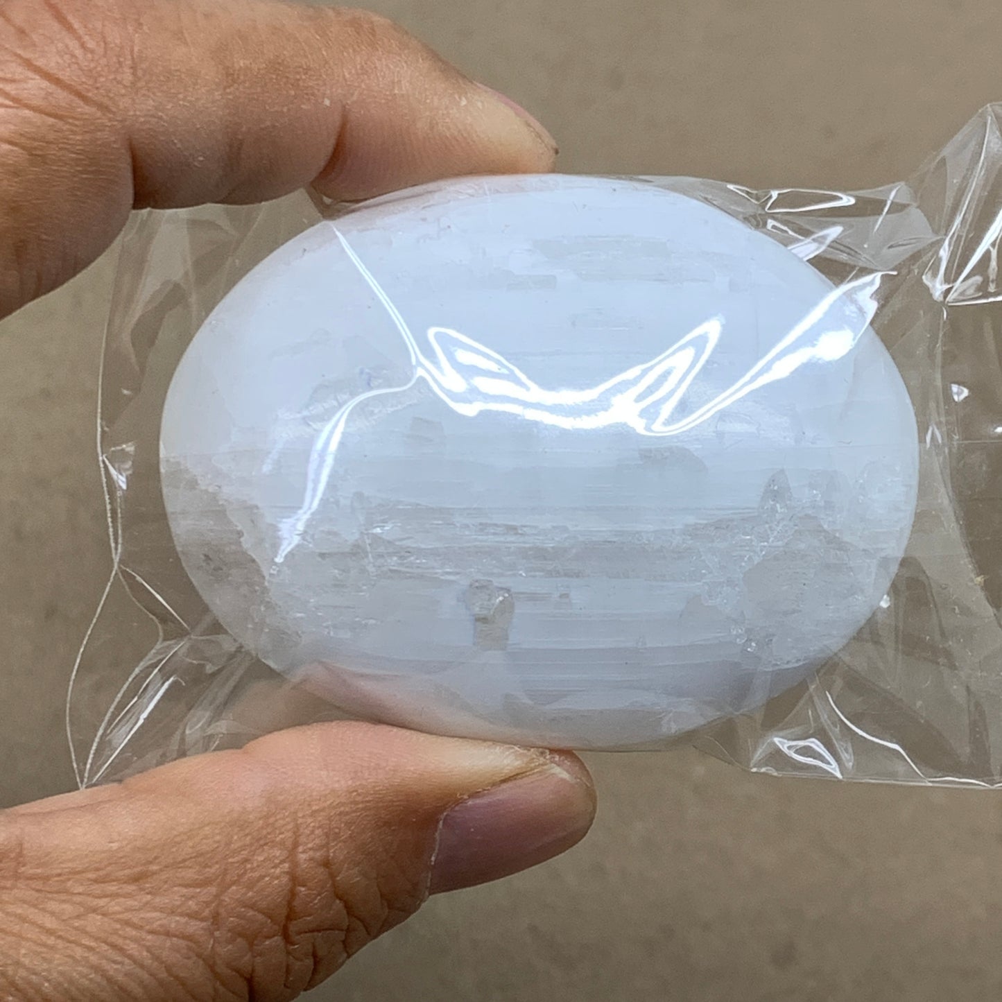 168g, 2.4"x1.8"x1", 2pcs, White Selenite Palmstone Crystal Pillow, B36872