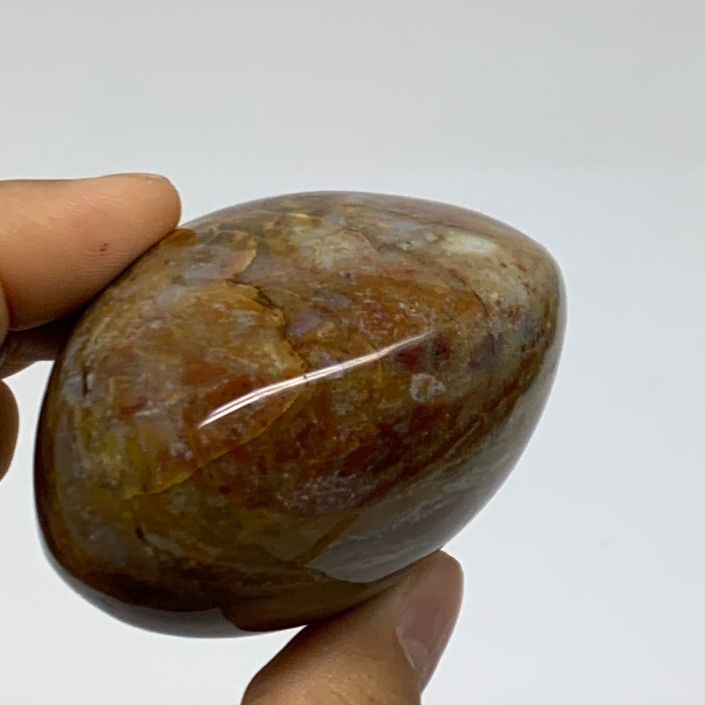 211.8g, 2.5"x2.4"x1.7" Natural Ocean Jasper Palm-Stone Orbicular Jasper, B38214