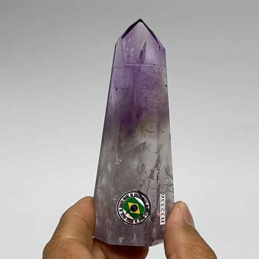 105.7g, 3.7"x1.5"x0.9", Natural Amethyst Tower Point Obelisk @Brazil, B32336