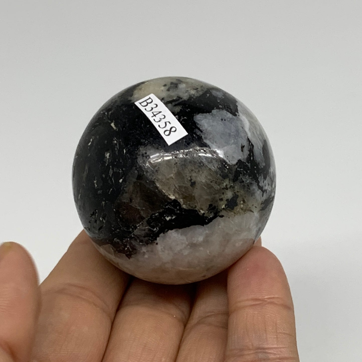 160g, 1.9"(48mm), Natural Rainbow Moonstone Sphere Ball Gemstone, B34358