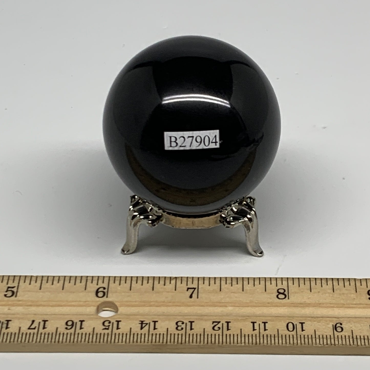 194.5g, 2"(50mm), Natural Black Jasper Sphere Ball Gemstone @India, B27904