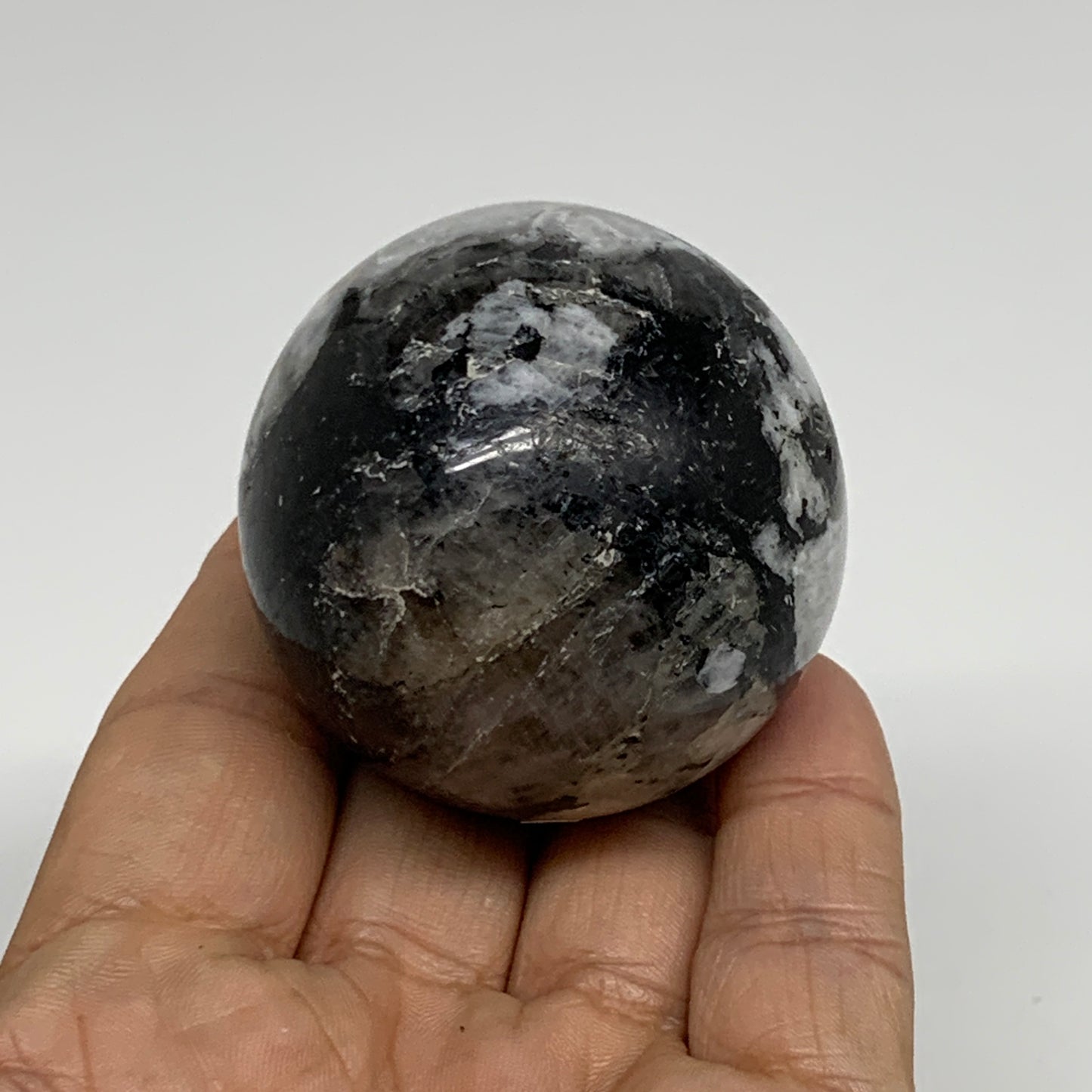 160g, 1.9"(48mm), Natural Rainbow Moonstone Sphere Ball Gemstone, B34358