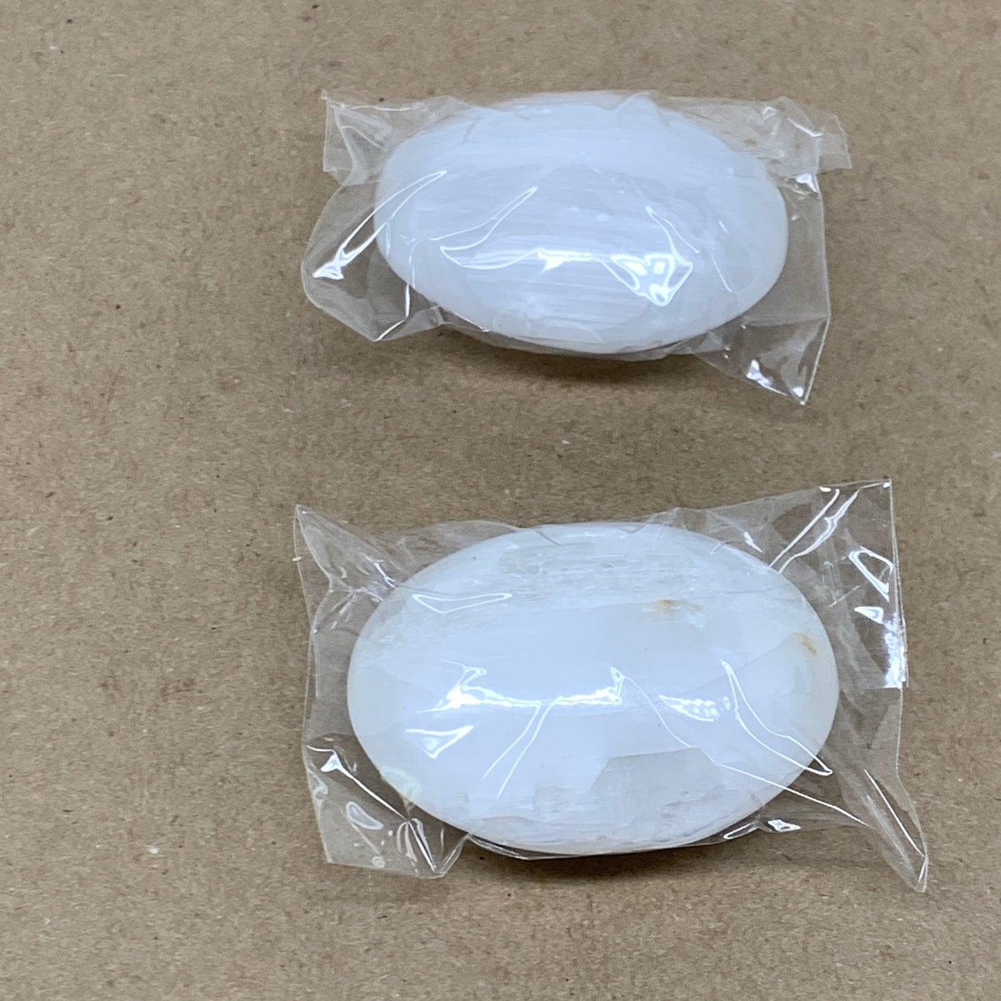 168g, 2.4"x1.8"x1", 2pcs, White Selenite Palmstone Crystal Pillow, B36872