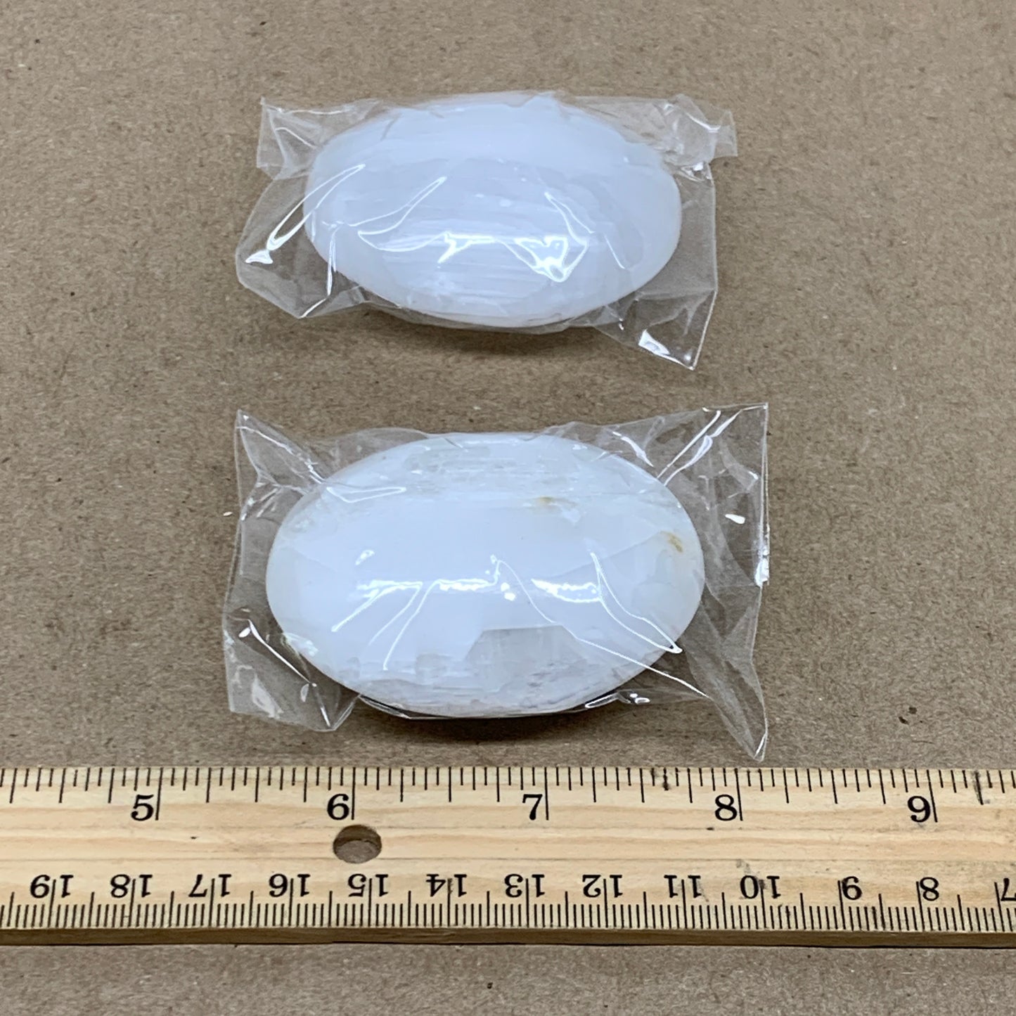 168g, 2.4"x1.8"x1", 2pcs, White Selenite Palmstone Crystal Pillow, B36872