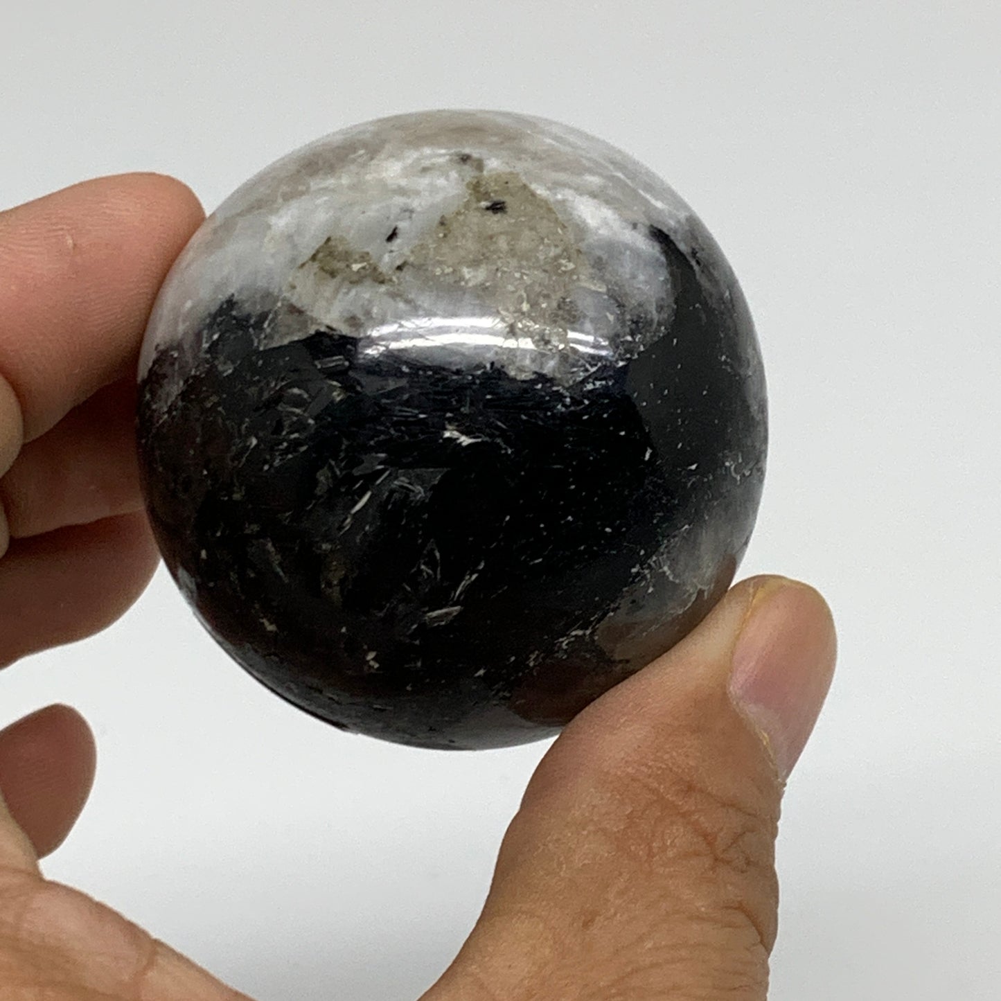 160g, 1.9"(48mm), Natural Rainbow Moonstone Sphere Ball Gemstone, B34358