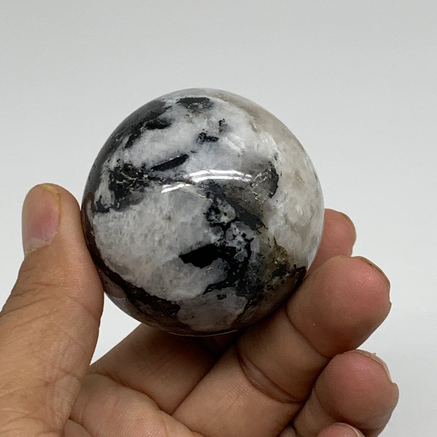 160g, 1.9"(48mm), Natural Rainbow Moonstone Sphere Ball Gemstone, B34358