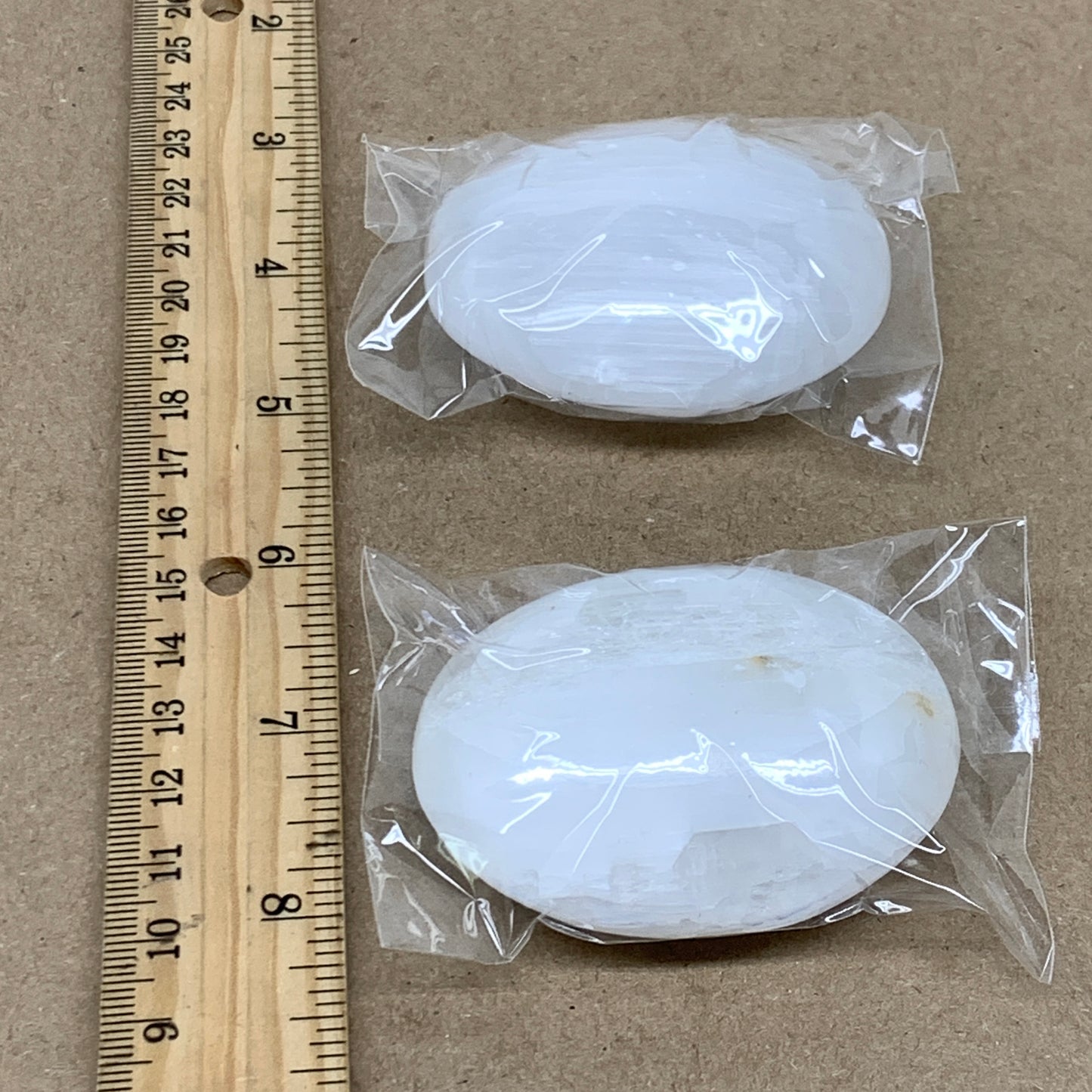 168g, 2.4"x1.8"x1", 2pcs, White Selenite Palmstone Crystal Pillow, B36872