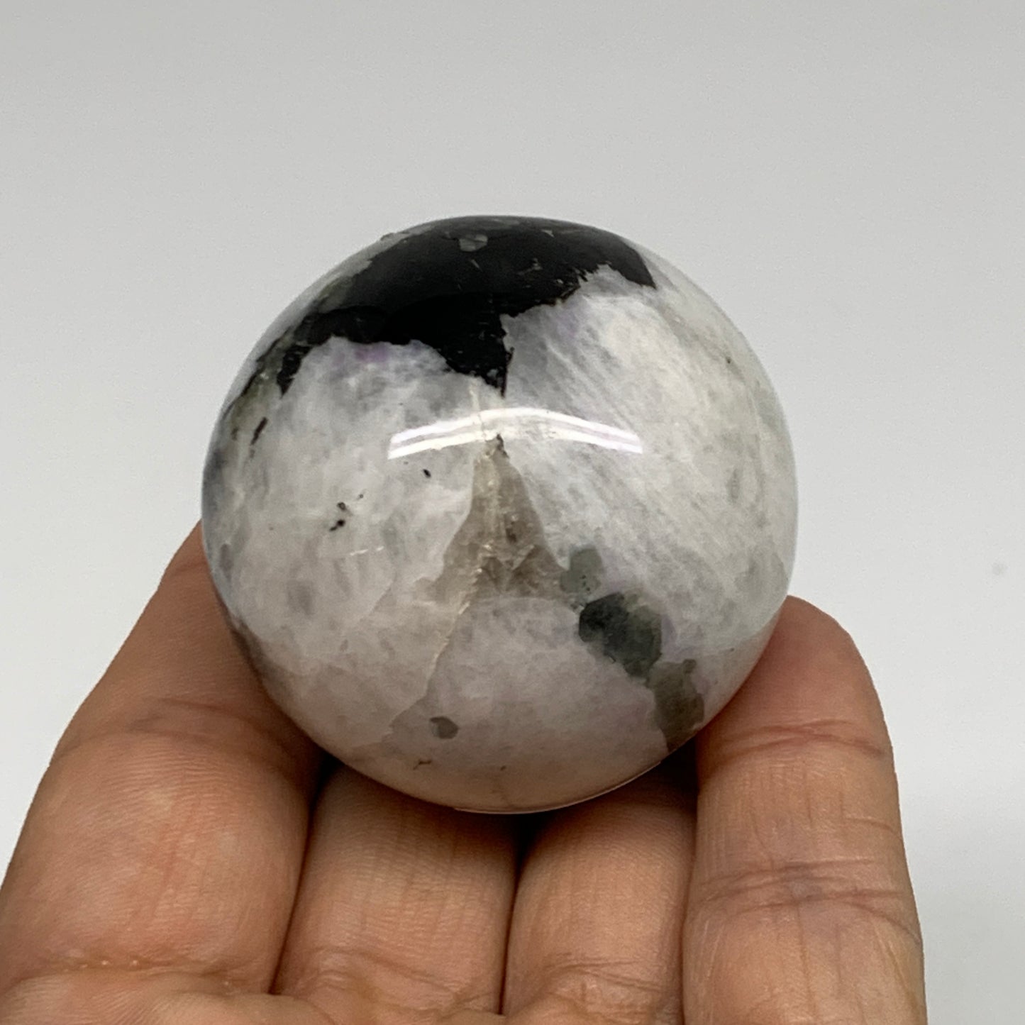 118.5g, 1.7"(43mm), Natural Rainbow Moonstone Sphere Ball Gemstone, B35146