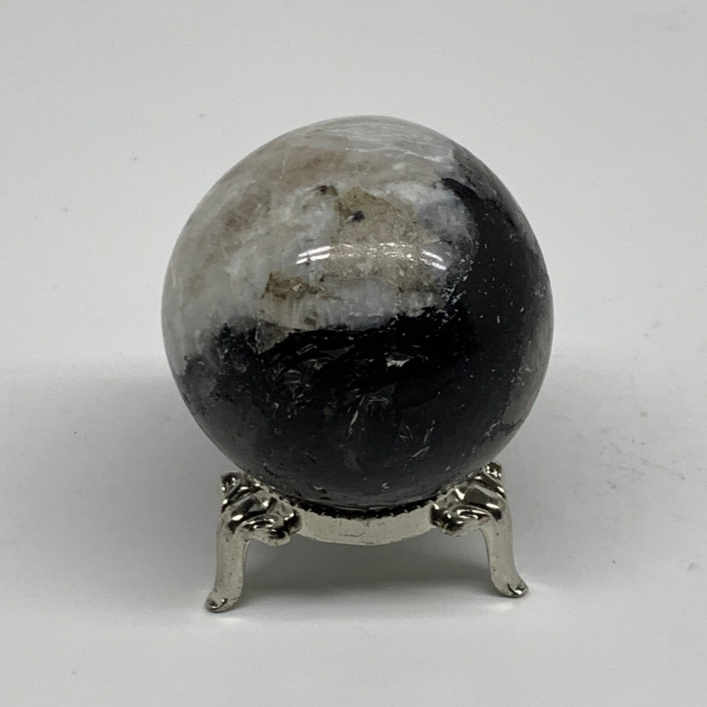 160g, 1.9"(48mm), Natural Rainbow Moonstone Sphere Ball Gemstone, B34358