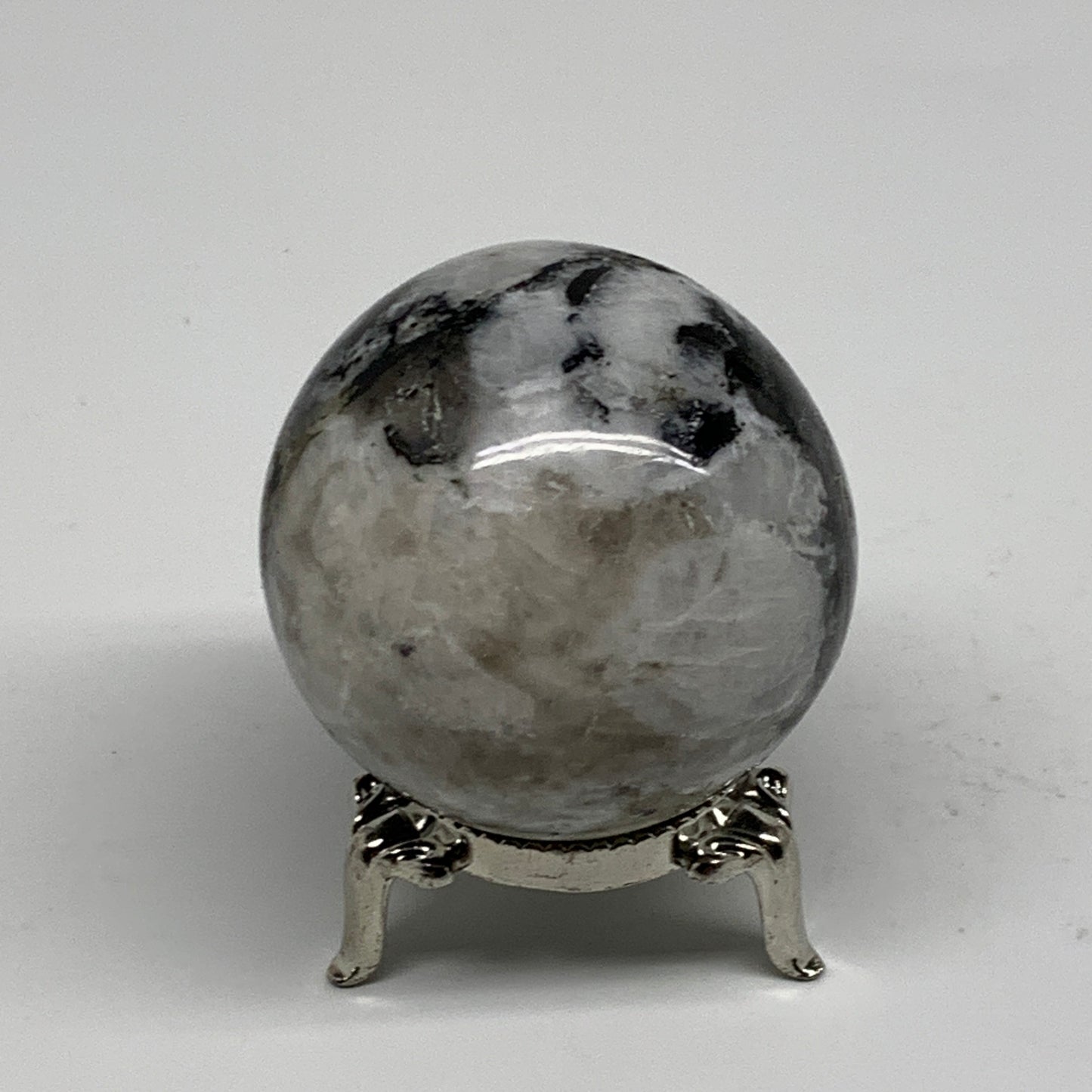 160g, 1.9"(48mm), Natural Rainbow Moonstone Sphere Ball Gemstone, B34358