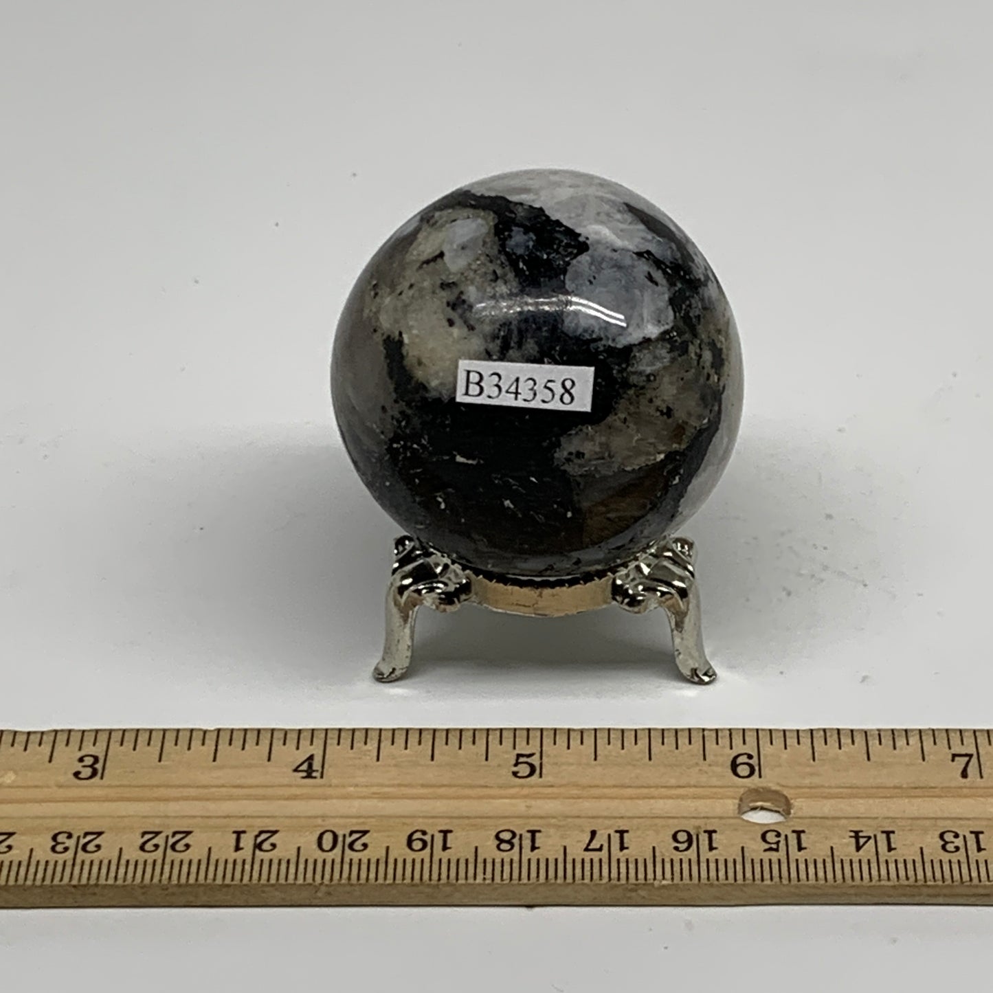 160g, 1.9"(48mm), Natural Rainbow Moonstone Sphere Ball Gemstone, B34358