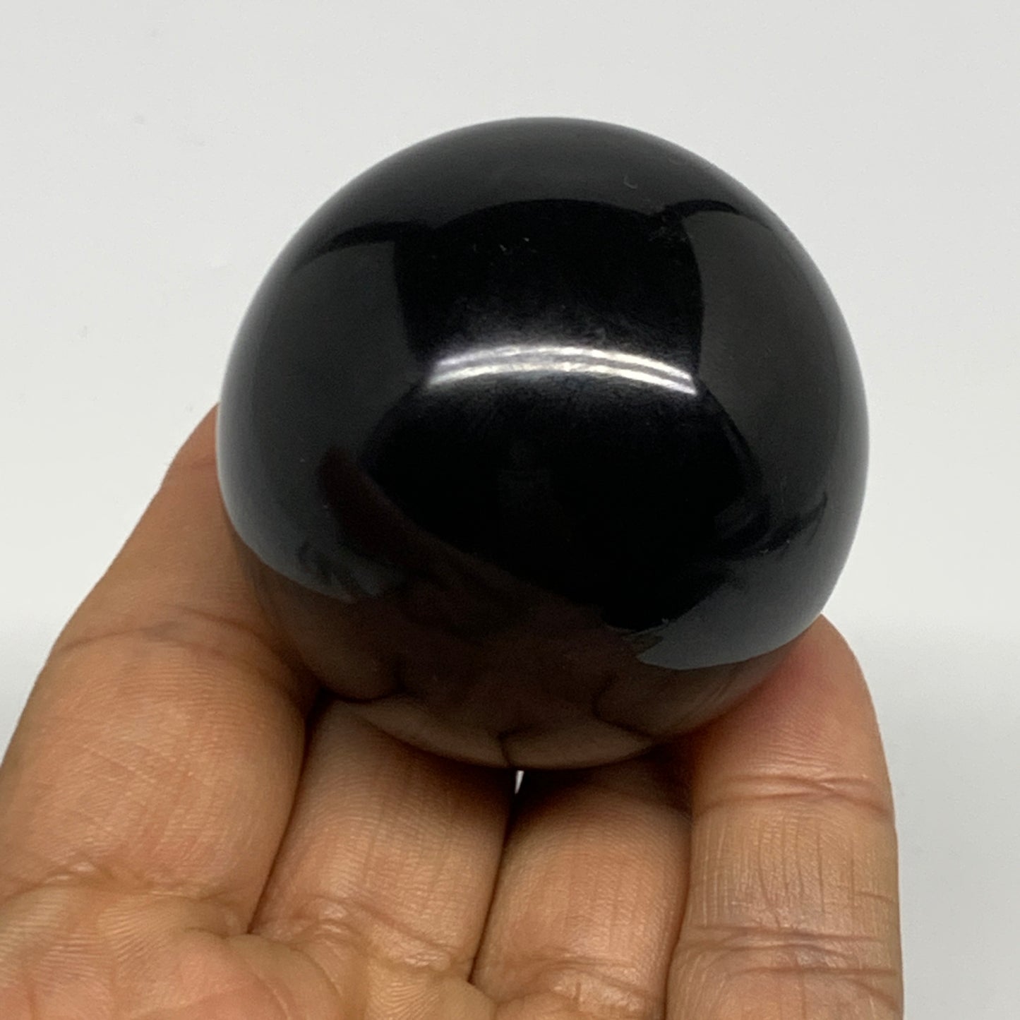 161g, 1.9"(47mm), Natural Black Jasper Sphere Ball Gemstone @India, B27906
