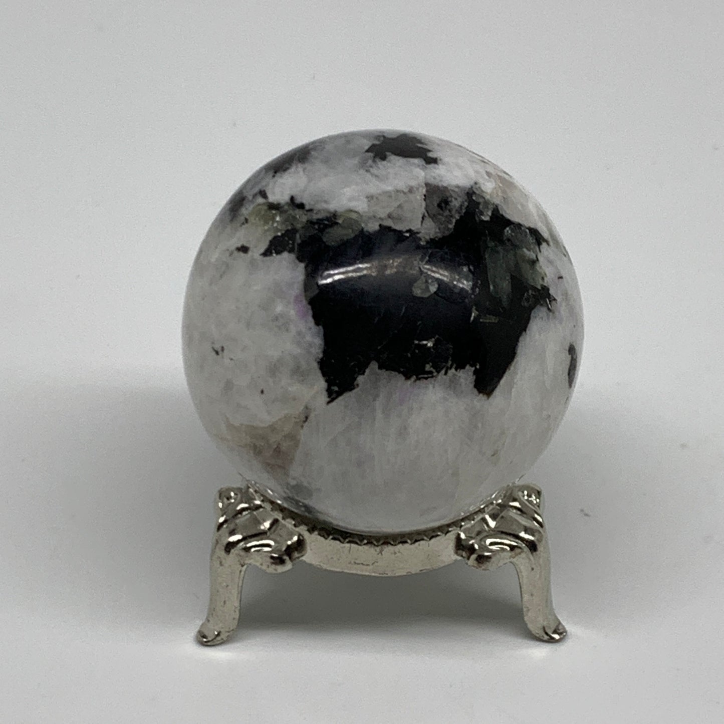 118.5g, 1.7"(43mm), Natural Rainbow Moonstone Sphere Ball Gemstone, B35146