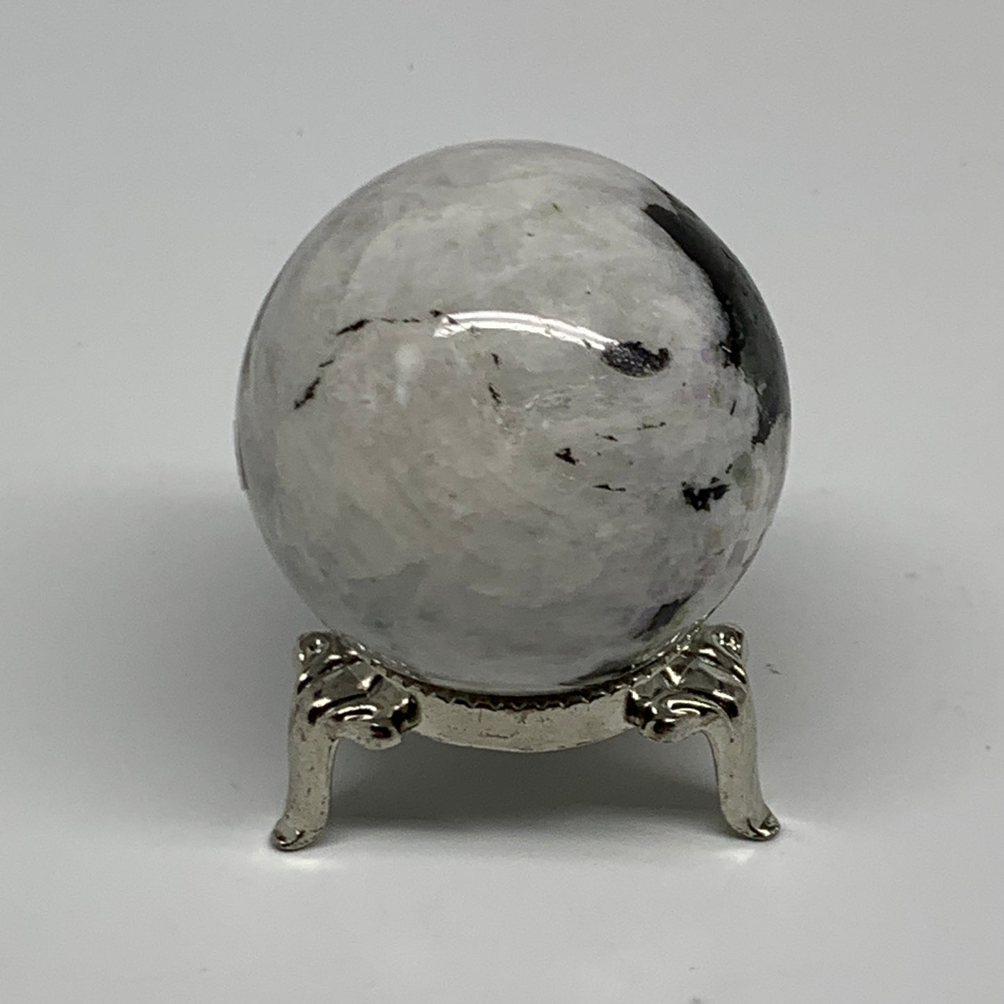 118.5g, 1.7"(43mm), Natural Rainbow Moonstone Sphere Ball Gemstone, B35146