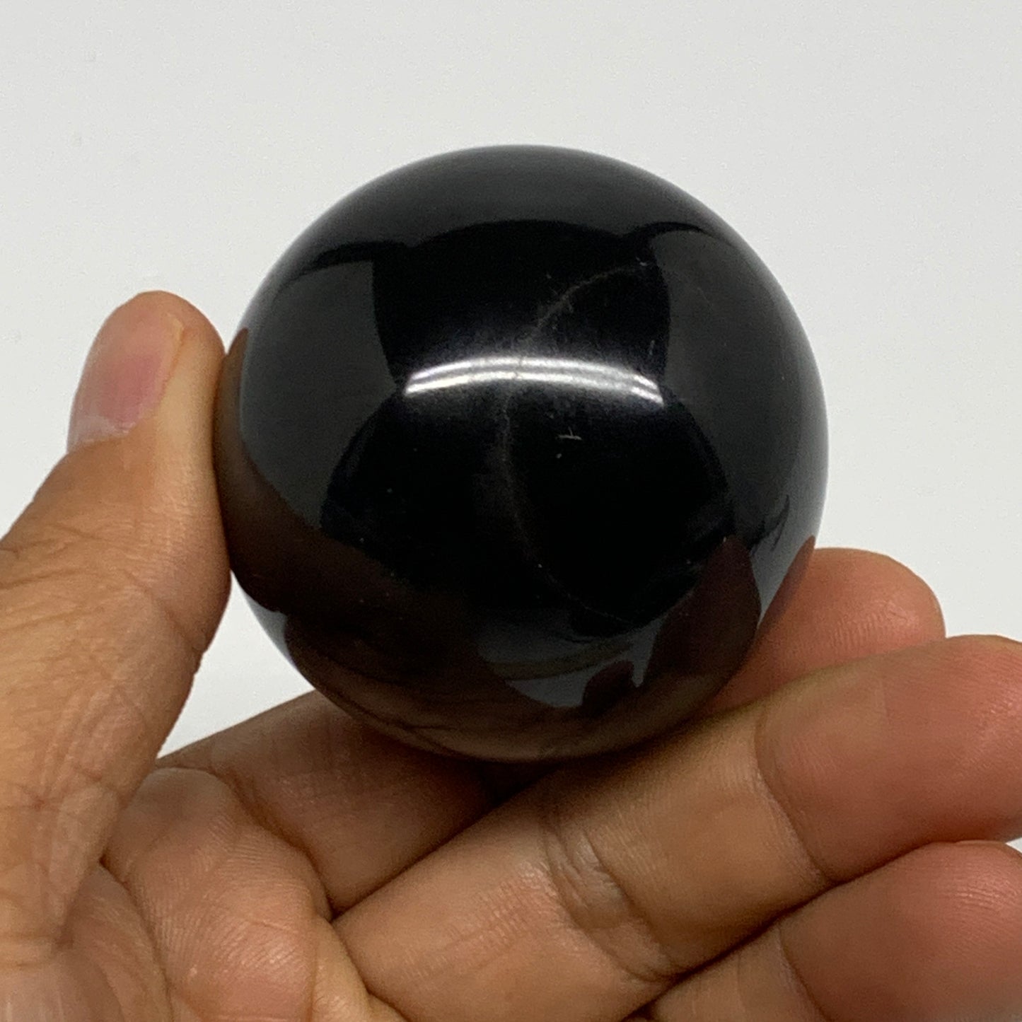 161g, 1.9"(47mm), Natural Black Jasper Sphere Ball Gemstone @India, B27906