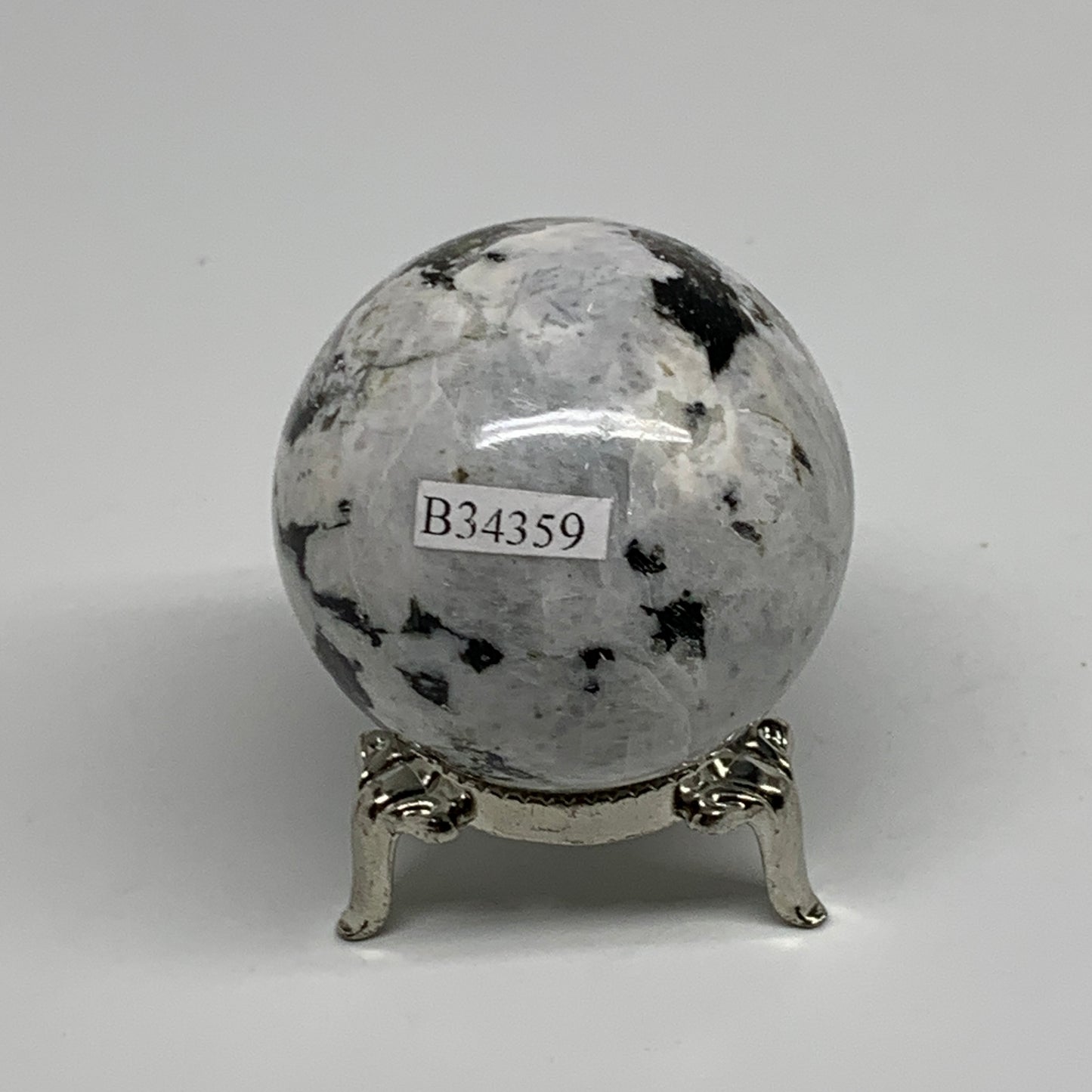 149.9g, 1.9"(47mm), Natural Rainbow Moonstone Sphere Ball Gemstone, B34359