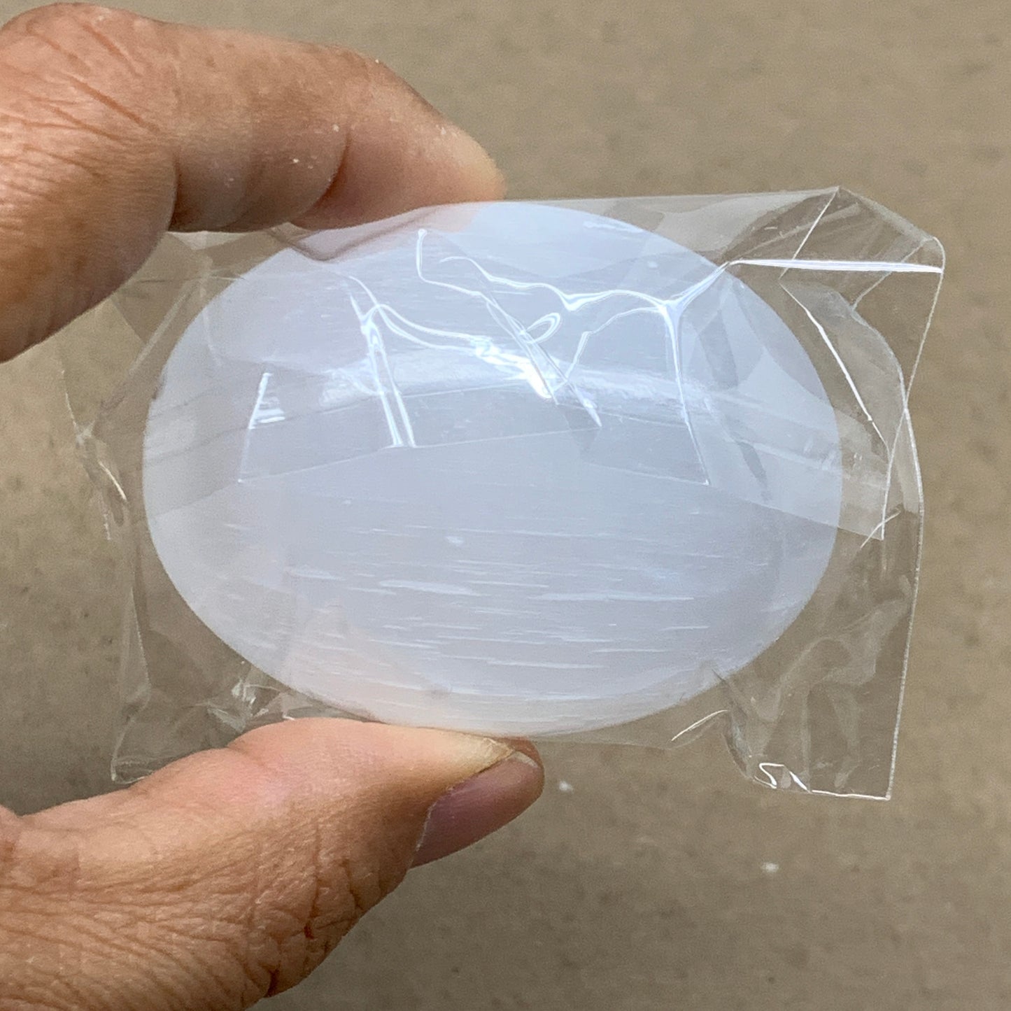 153g, 2.4"x1.8"x1", 2pcs, White Selenite Palmstone Crystal Pillow, B36874