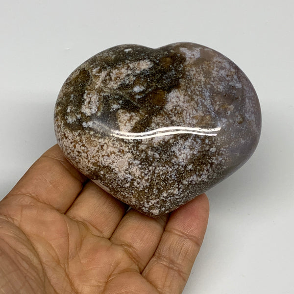 0.48 lbs, 2.7"x3.1"x1.2" Ocean Jasper Heart Polished Healing Crystal, B30905
