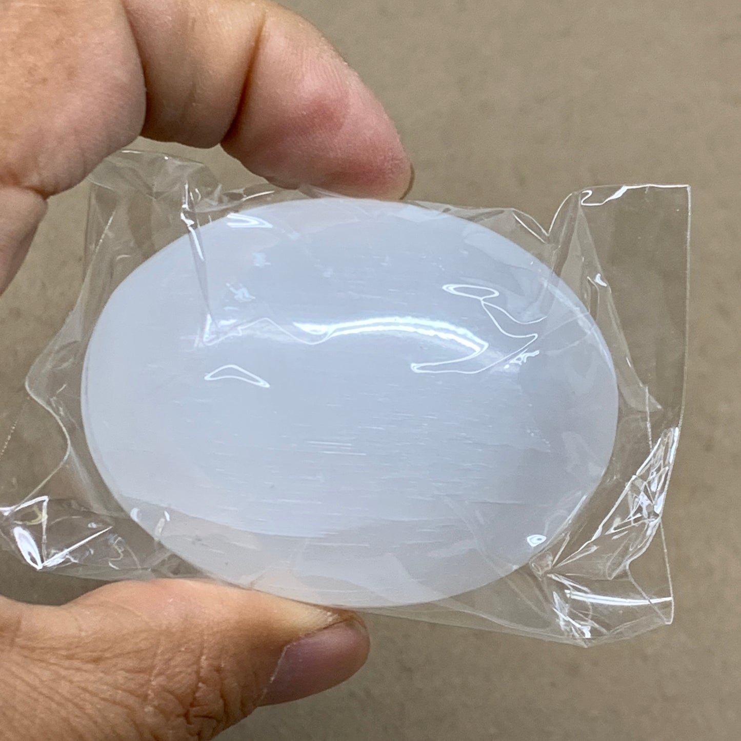 153g, 2.4"x1.8"x1", 2pcs, White Selenite Palmstone Crystal Pillow, B36874