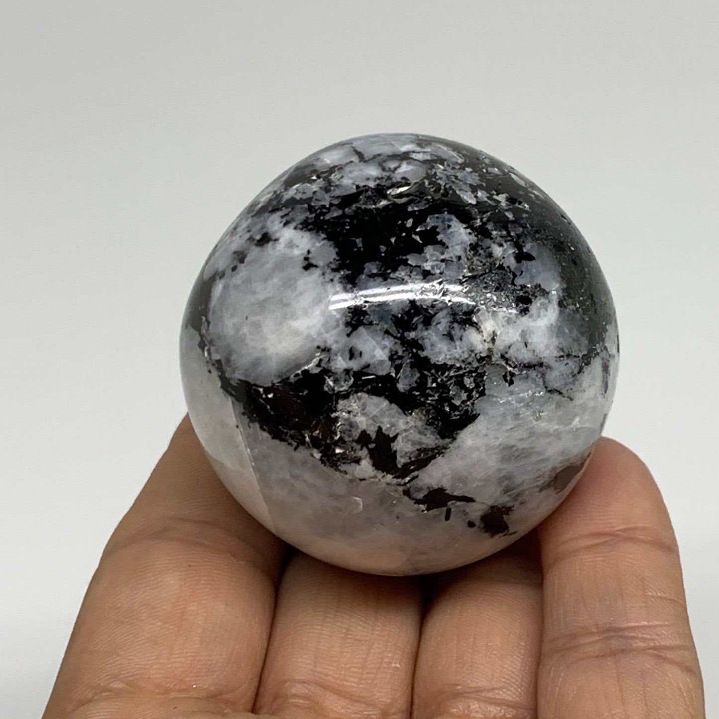 155.6g, 1.9"(48mm), Natural Rainbow Moonstone Sphere Ball Gemstone, B34360