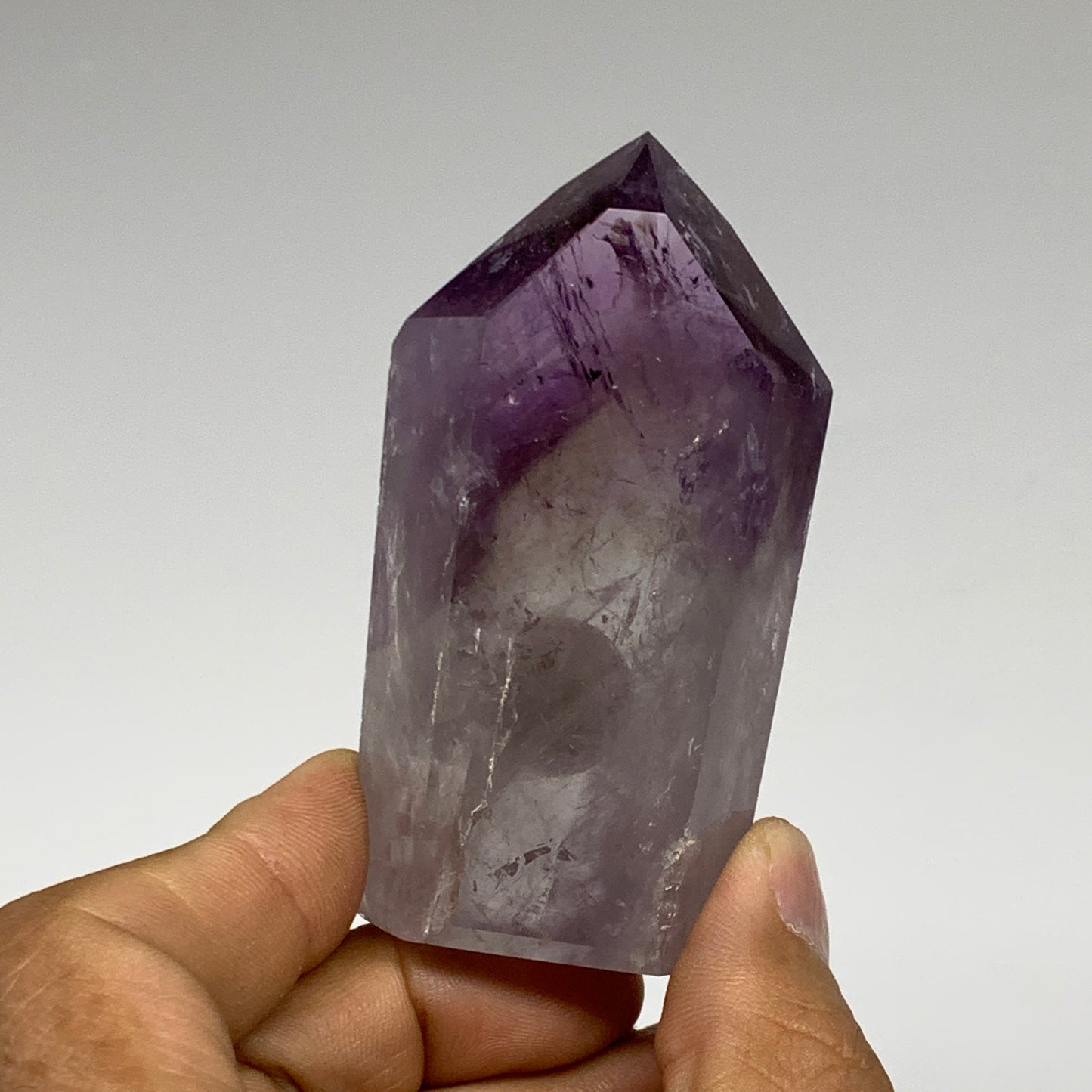 113.5g, 2.9"x1.6"x0.9", Natural Amethyst Tower Point Obelisk @Brazil, B32338
