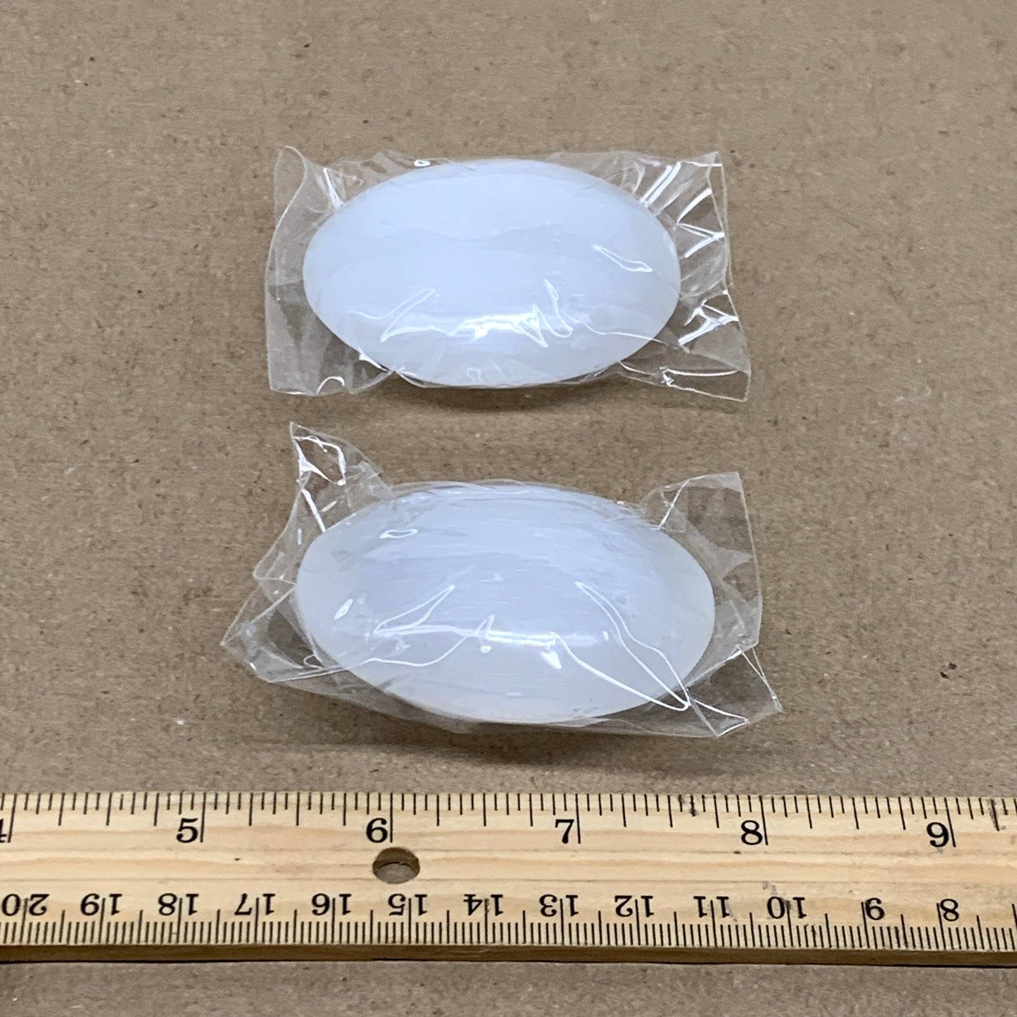 153g, 2.4"x1.8"x1", 2pcs, White Selenite Palmstone Crystal Pillow, B36874